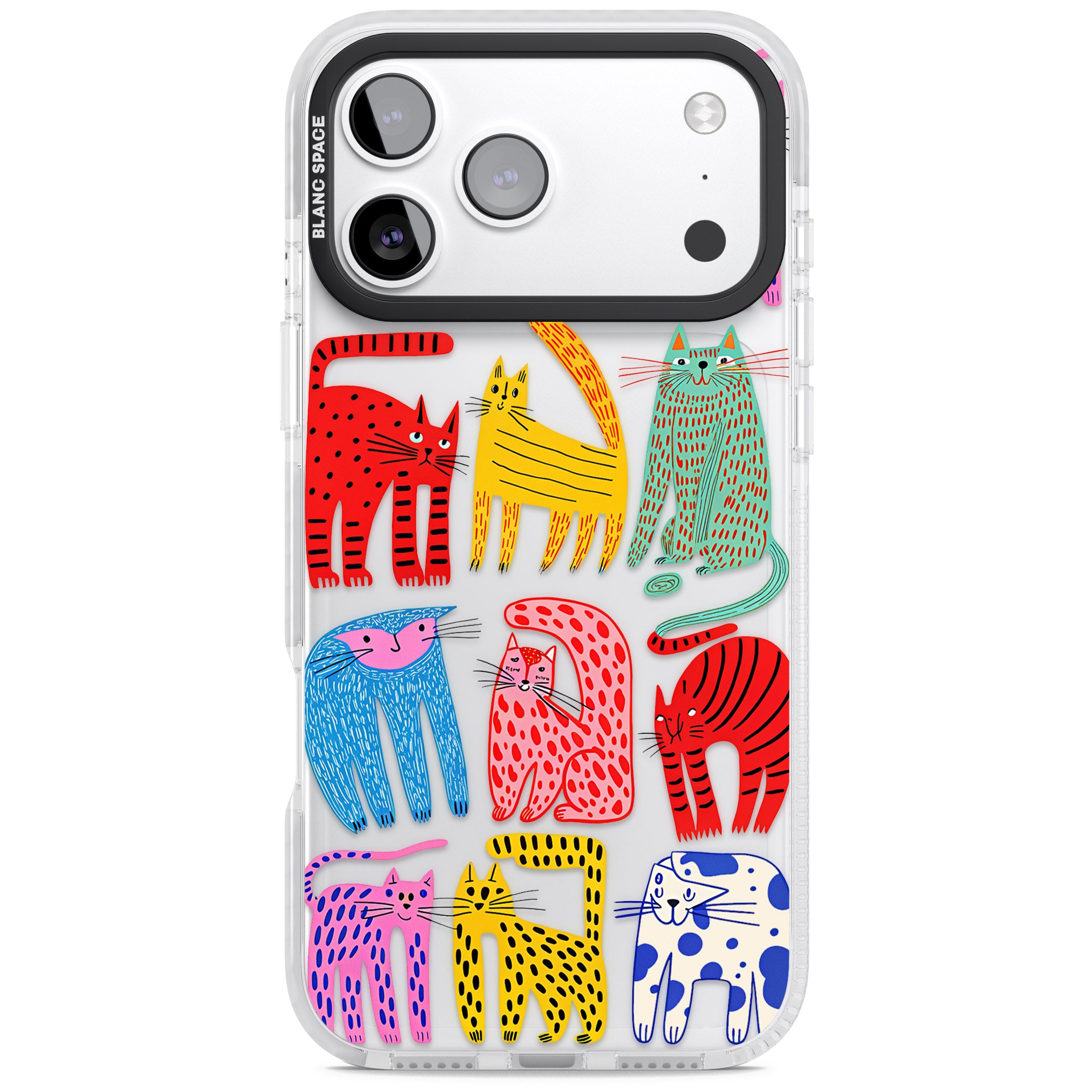 Abstract Colourful Cats iPhone 17 Pro Impact Clear Phone Case