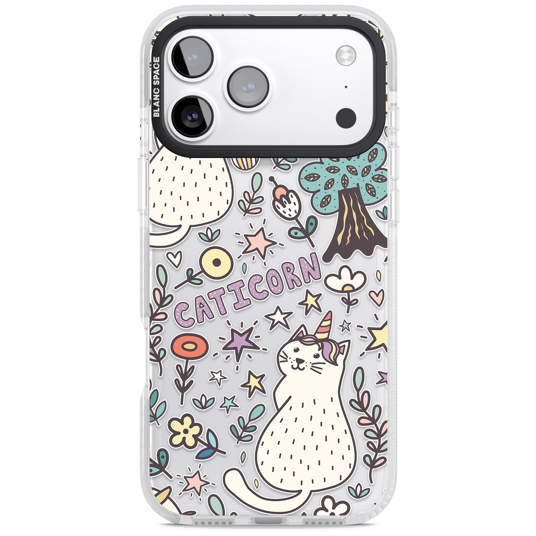 Caticorn Pattern iPhone 17 Pro Impact Clear Phone Case