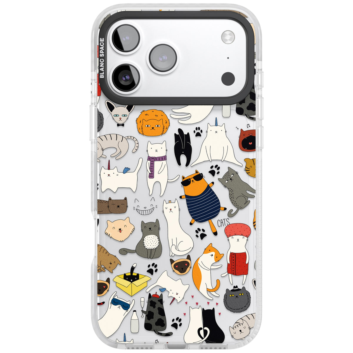 Cartoon Cats iPhone 17 Pro Max Impact Clear Phone Case front