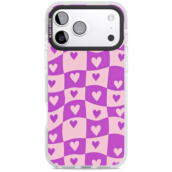 Purple Wavy Checked Hearts