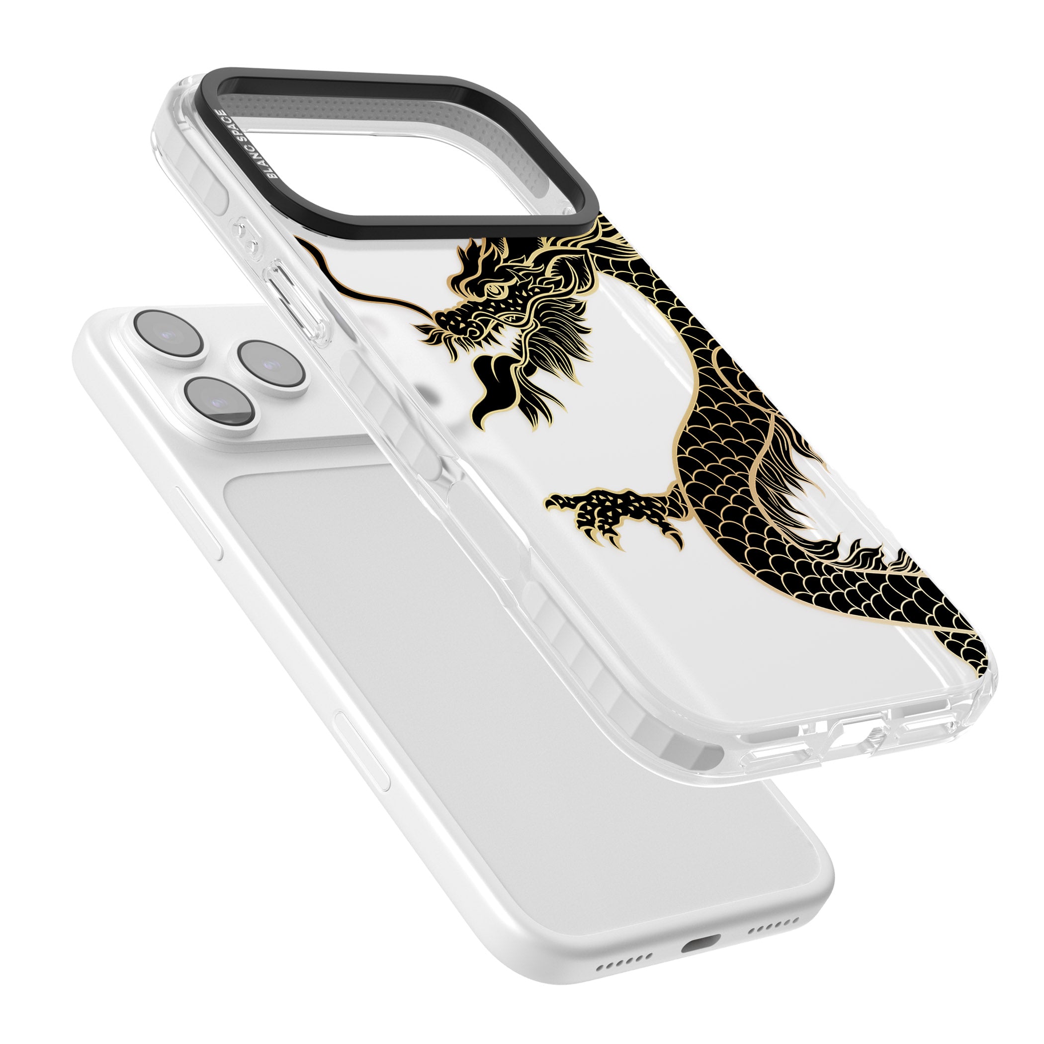 Large Black Dragon iPhone 17 Pro Impact Clear Phone Case Colours