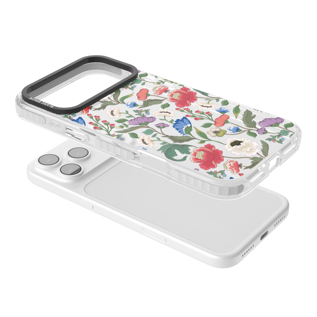 Chinoiserie Bloom iPhone 17 Pro Max Impact Clear Phone Case angled
