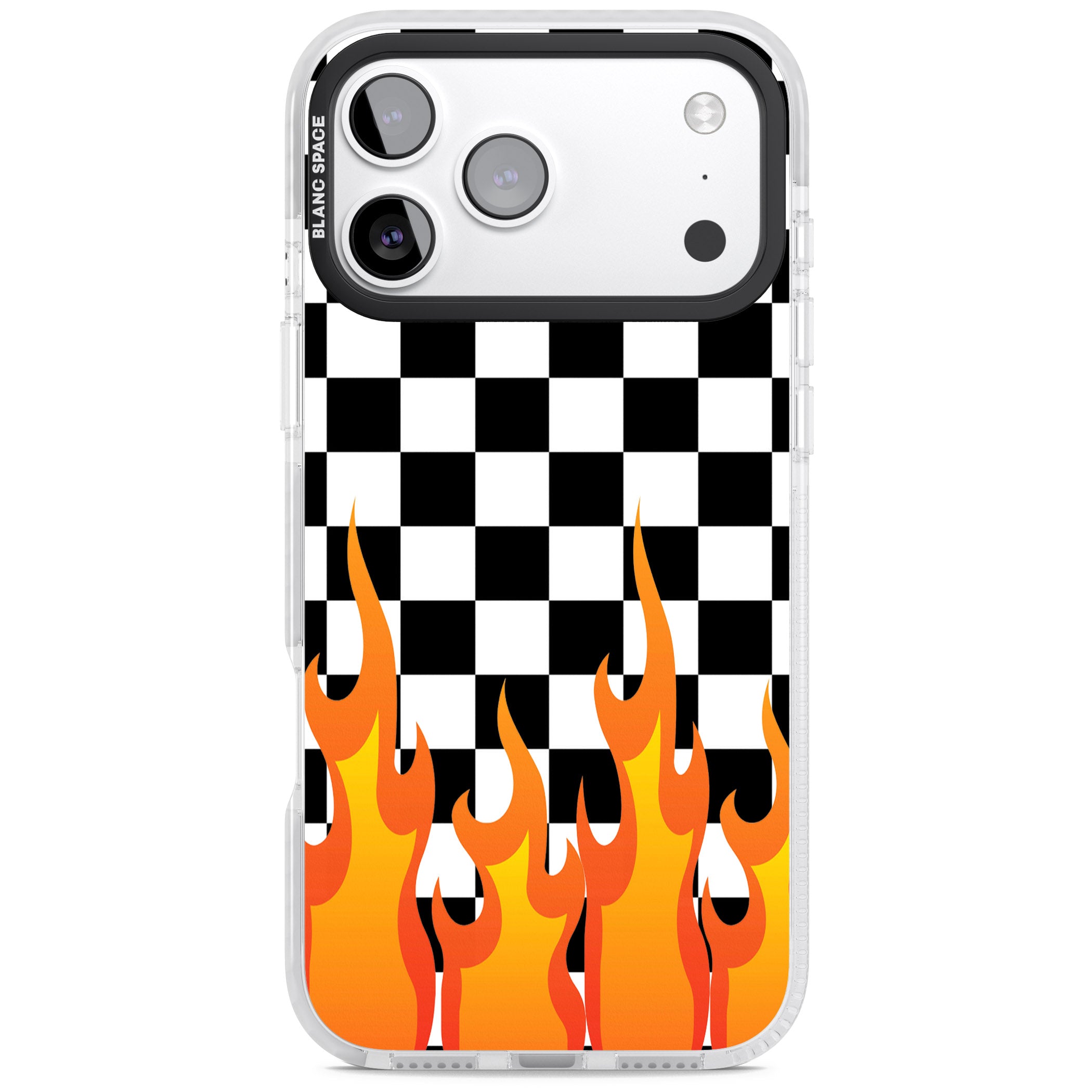 Checkered Fire iPhone 17 Pro Impact Clear Phone Case