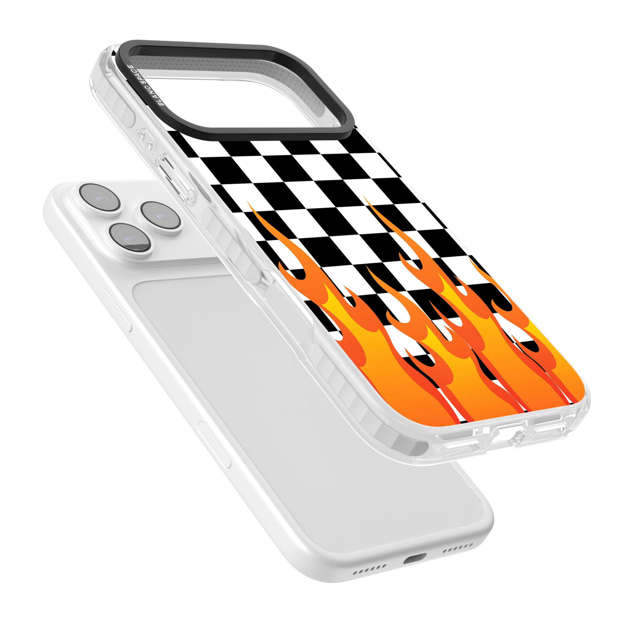 Checkered Fire iPhone 17 Pro Impact Clear Phone Case Colours