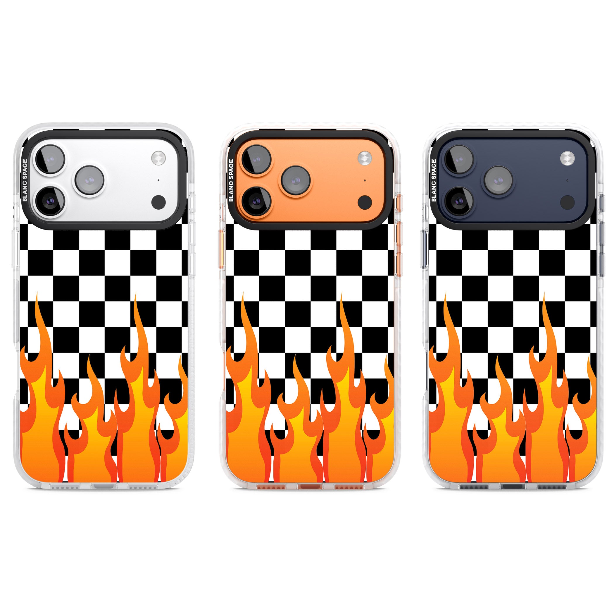 Checkered Fire iPhone 17 Pro Impact Clear Phone Case APT Impact Protection