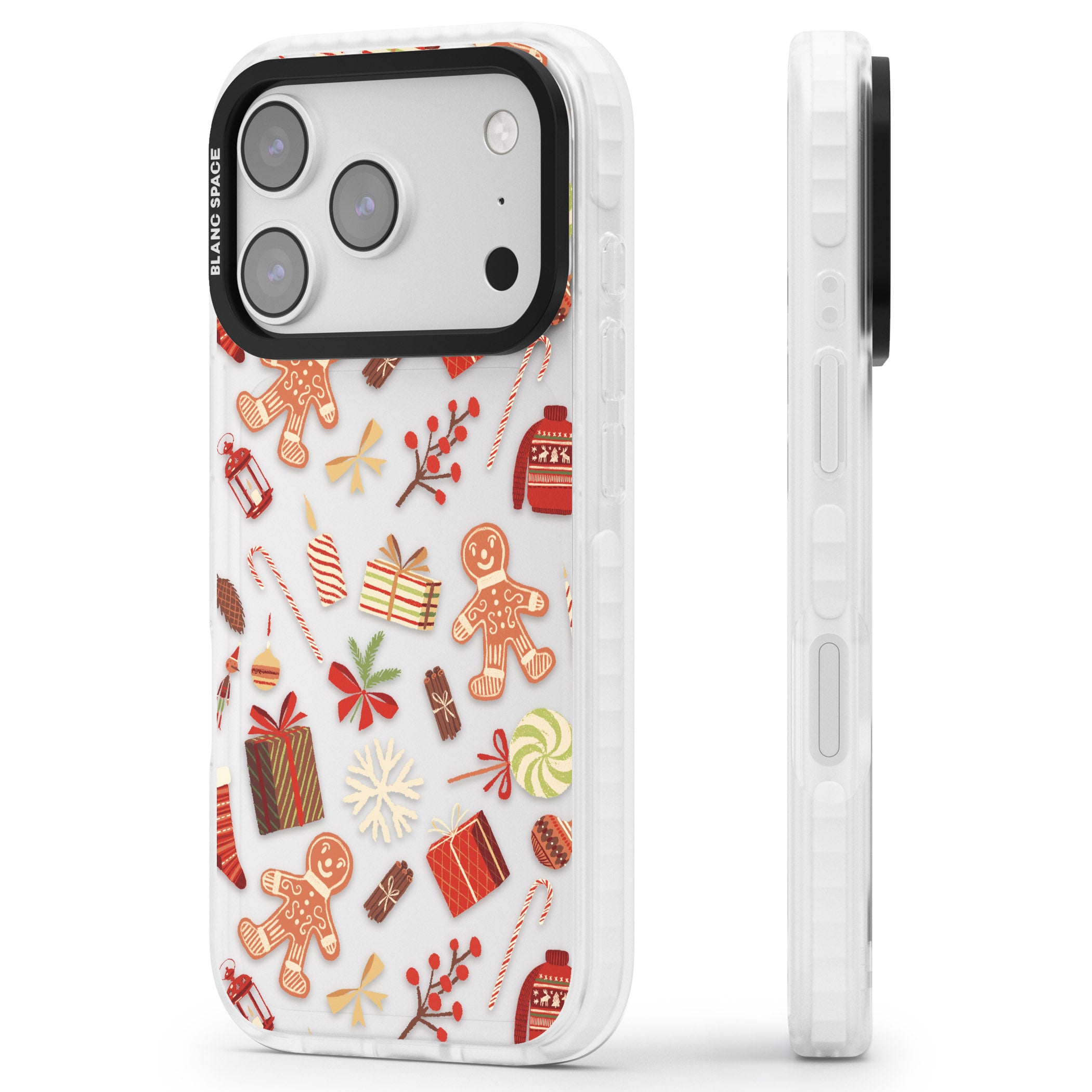 Christmas Assortments iPhone 17 Pro Impact Clear Phone Case Side Profile