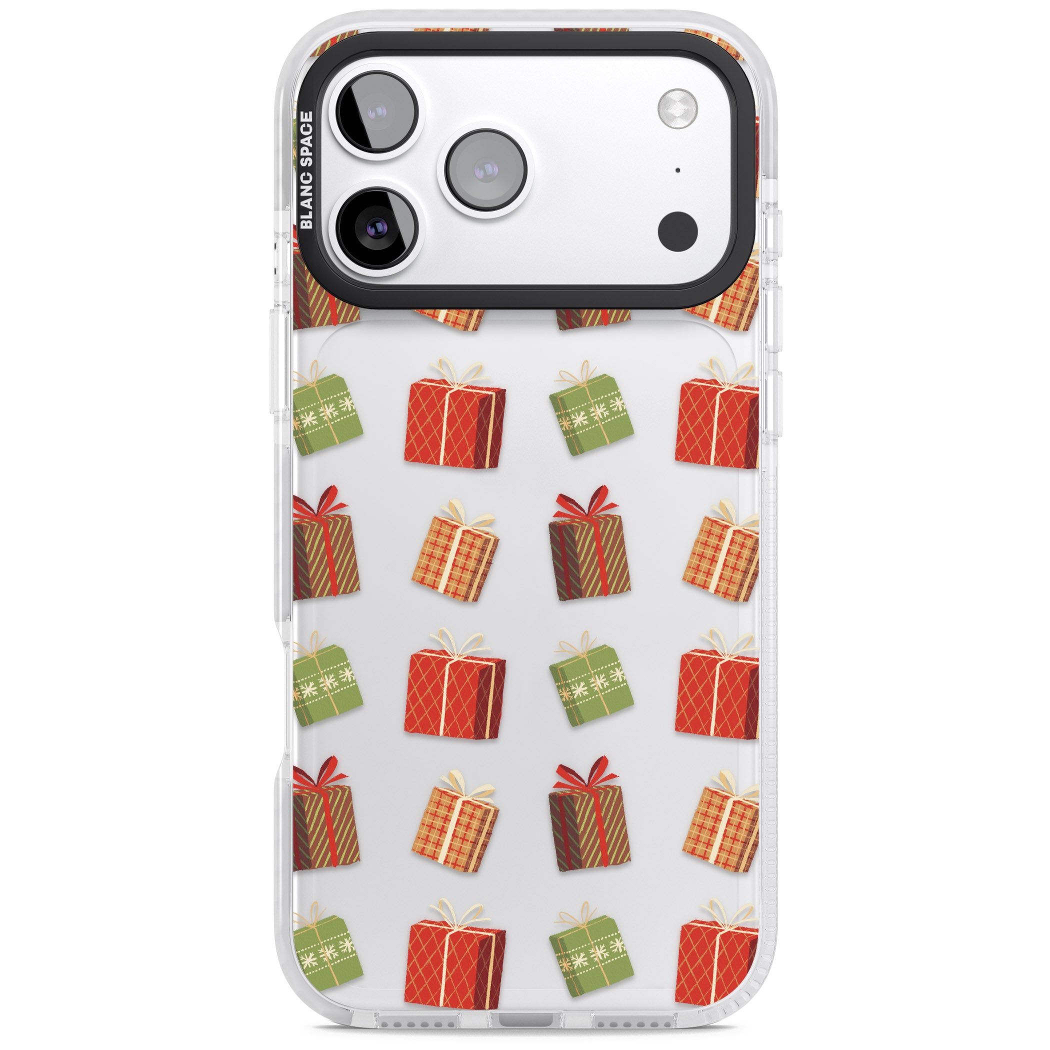 Christmas Presents Pattern iPhone 17 Pro Impact Clear Phone Case