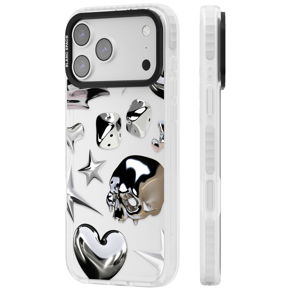 Chromed iPhone 17 Pro Max Impact Clear Phone Case side