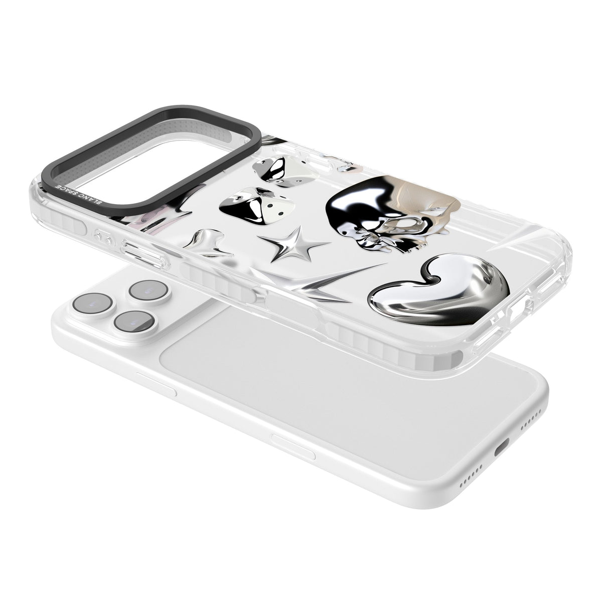 Chromed iPhone 17 Pro Max Impact Clear Phone Case angled