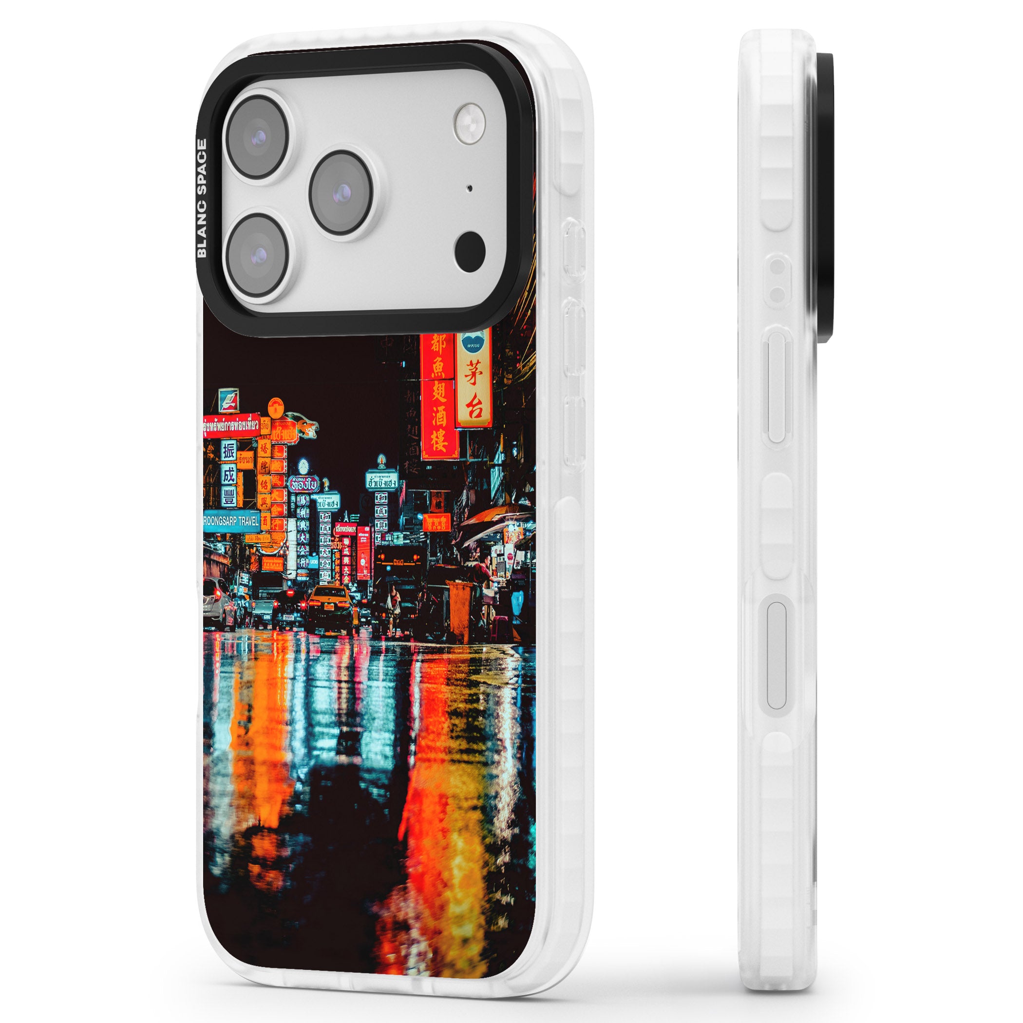 Neon City iPhone 17 Pro Impact Clear Phone Case Side Profile