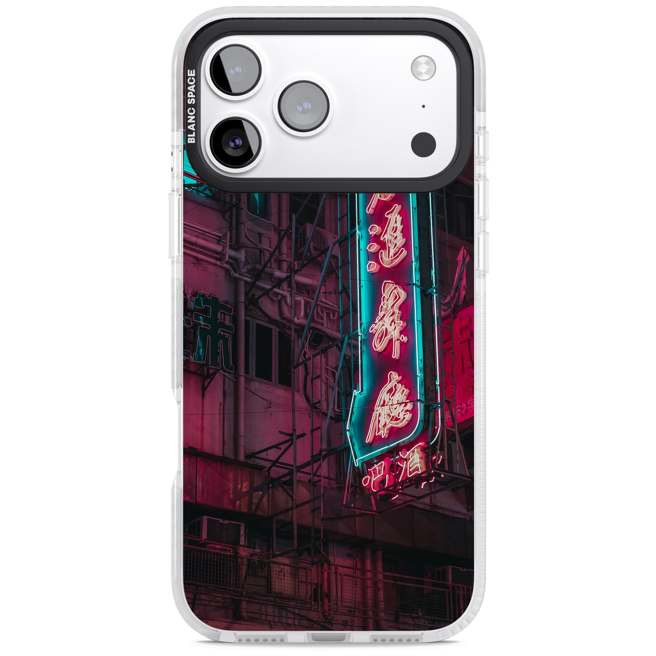 Neon Kanji Cityscape iPhone 17 Pro Impact Clear Phone Case