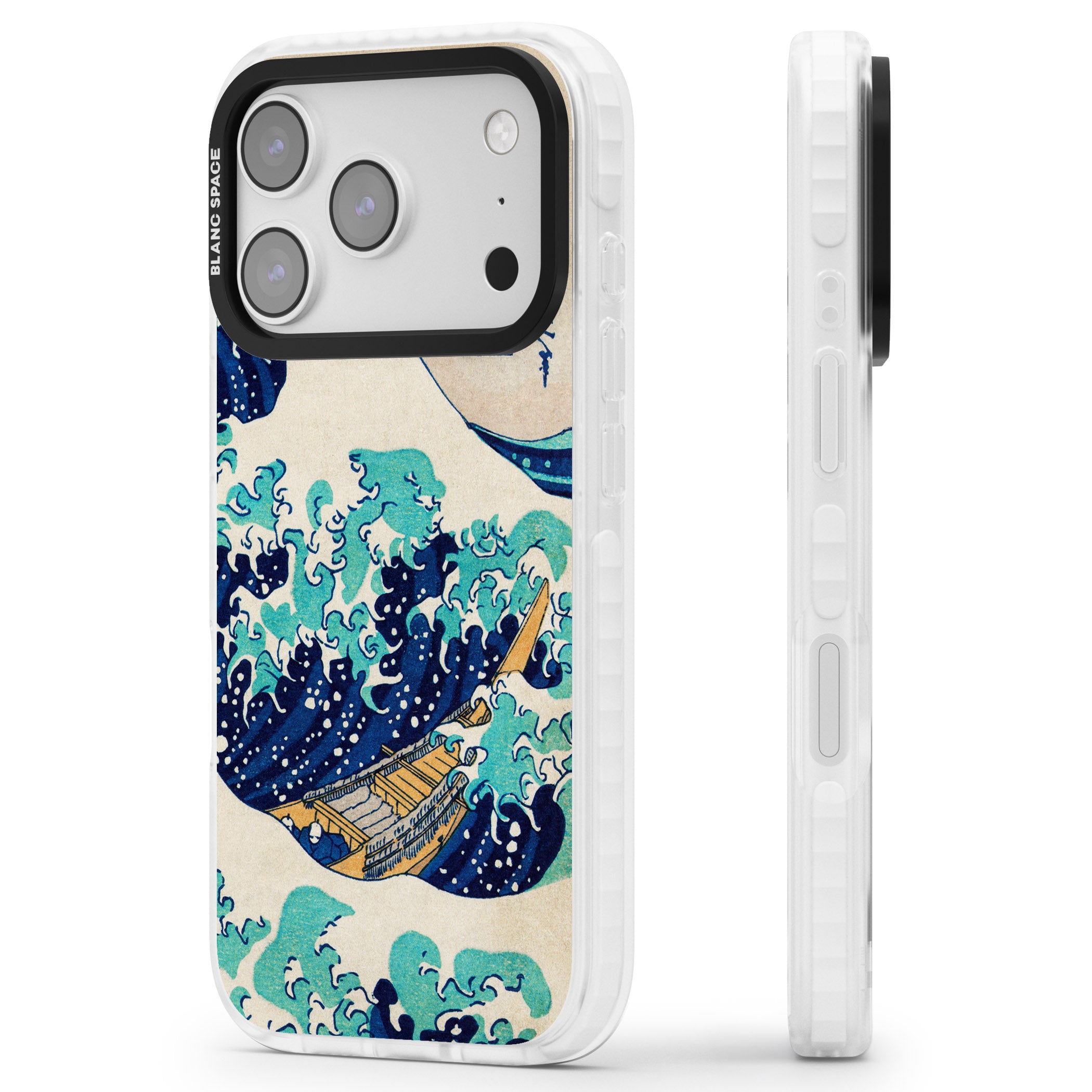 The Great Wave By Katsushika Hokusai iPhone 17 Pro Impact Clear Phone Case Side Profile