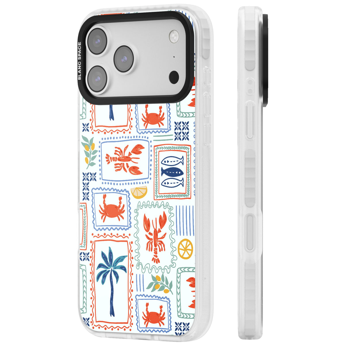 Seaside Stamps iPhone 17 Pro Max Impact Clear Phone Case side