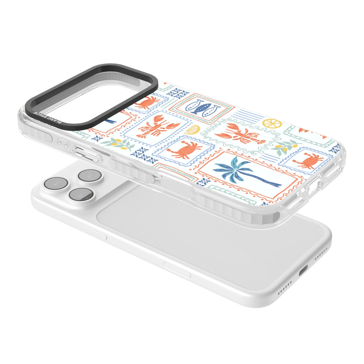 Seaside Stamps iPhone 17 Pro Max Impact Clear Phone Case angled