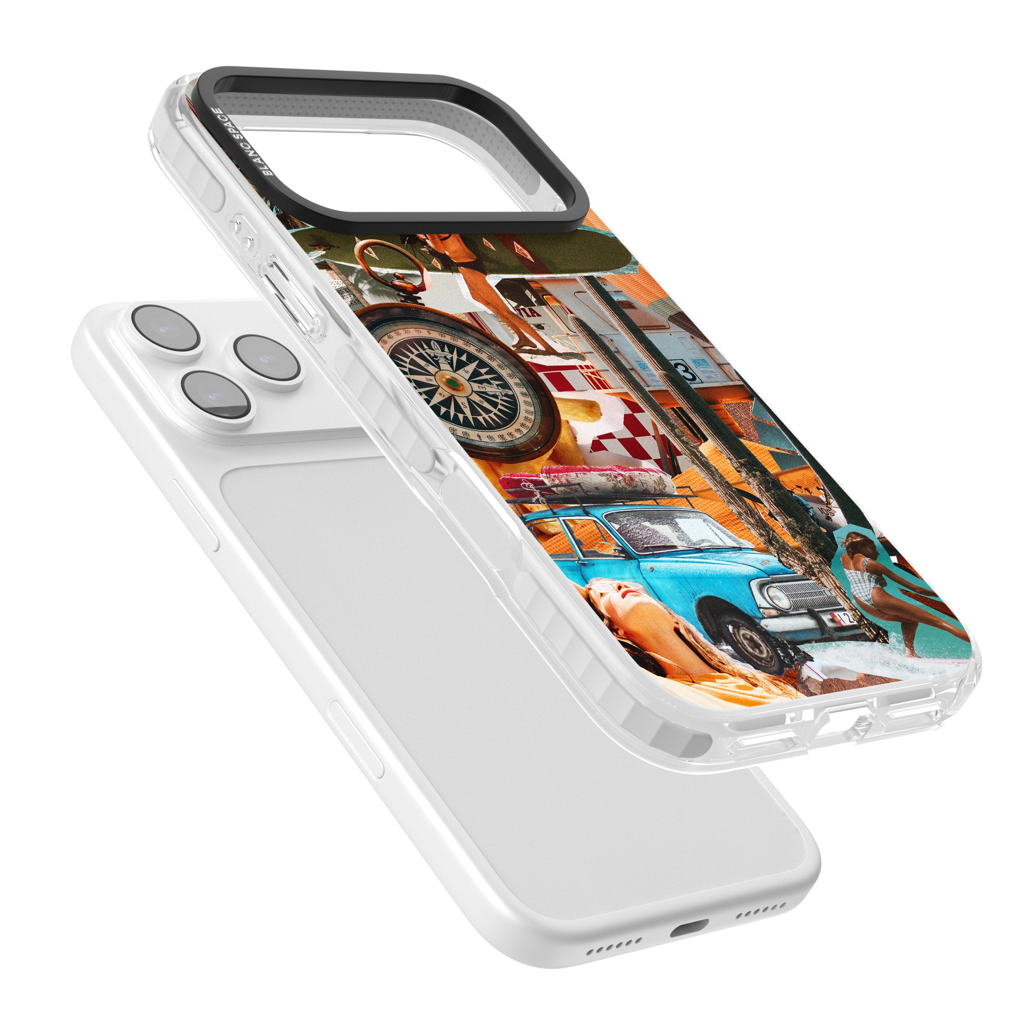 Vintage Collage: Road Trip iPhone 17 Pro Impact Clear Phone Case Colours