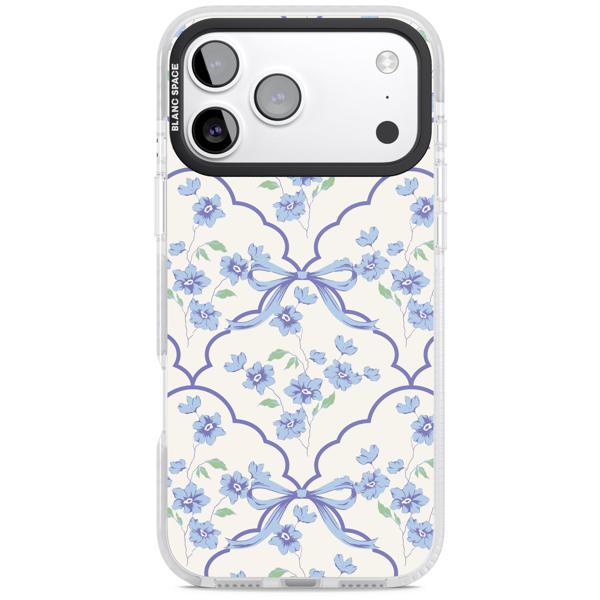 Blue Cottage Floral iPhone 17 Pro Impact Clear Phone Case