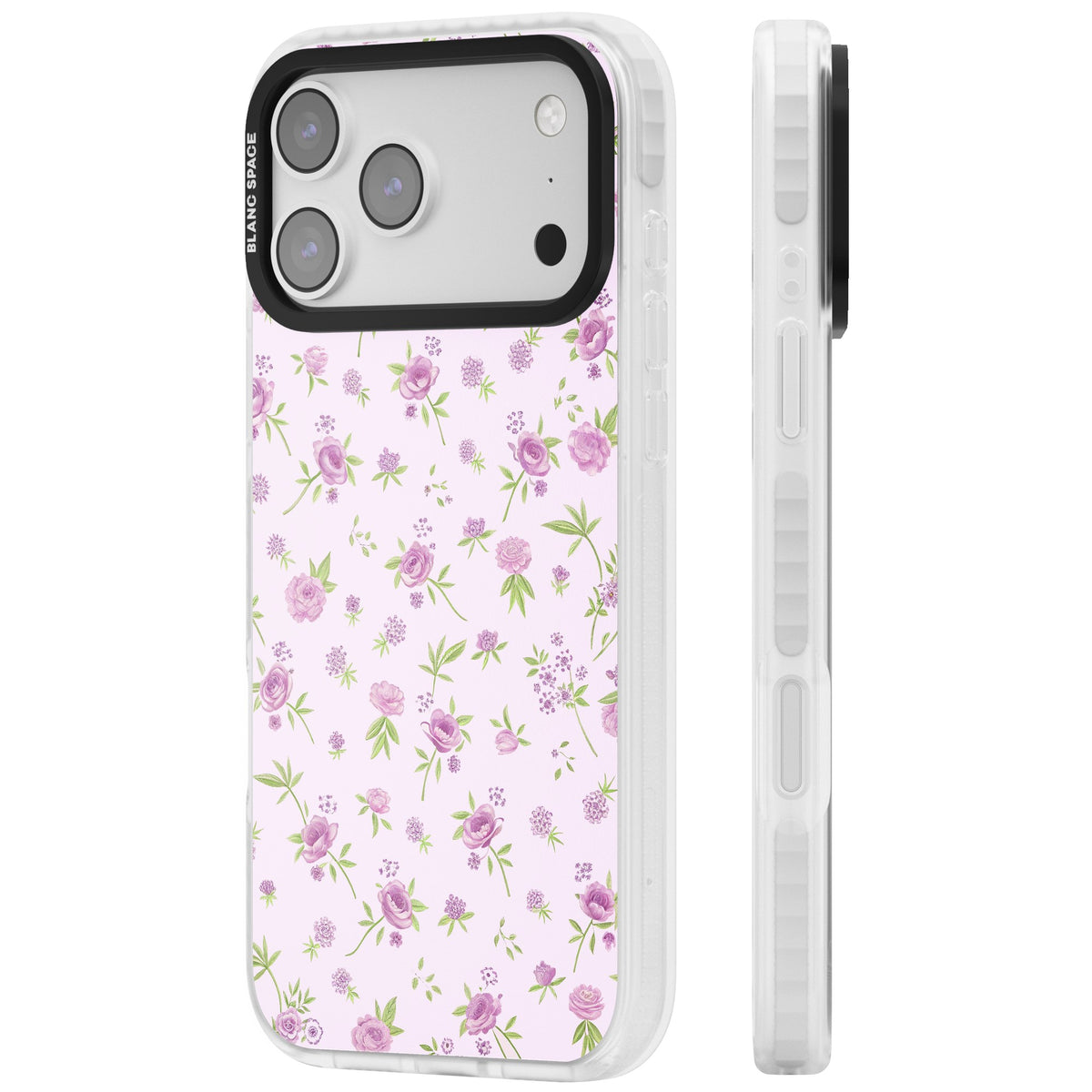 Pink Peonies iPhone 17 Pro Max Impact Clear Phone Case side