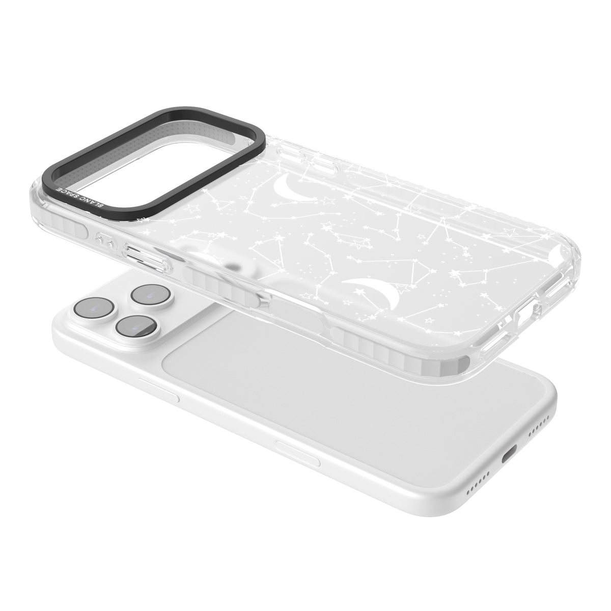 White Constellations iPhone 17 Pro Max Impact Clear Phone Case angled