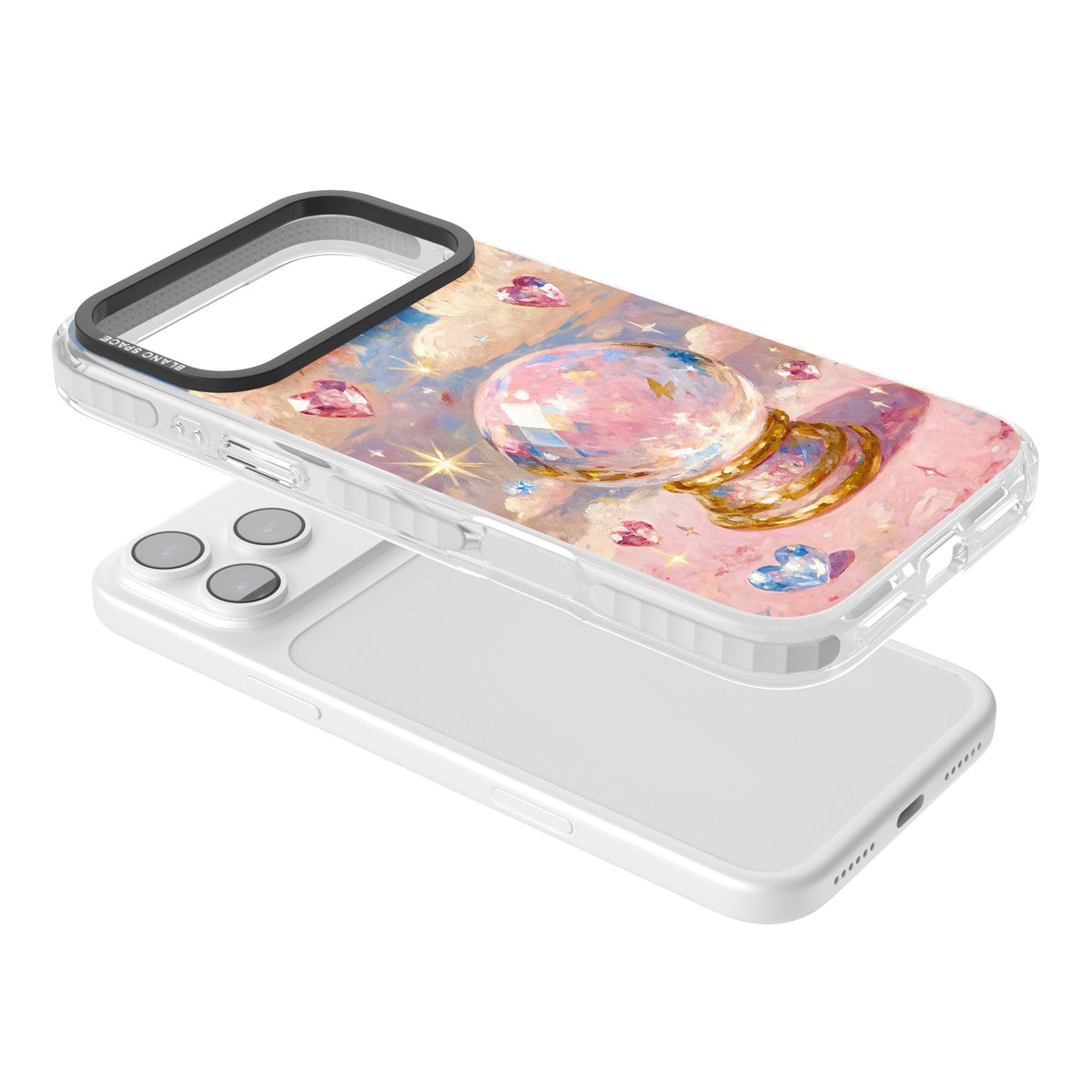 Crystal Ball iPhone 17 Pro Max Impact Clear Phone Case angled