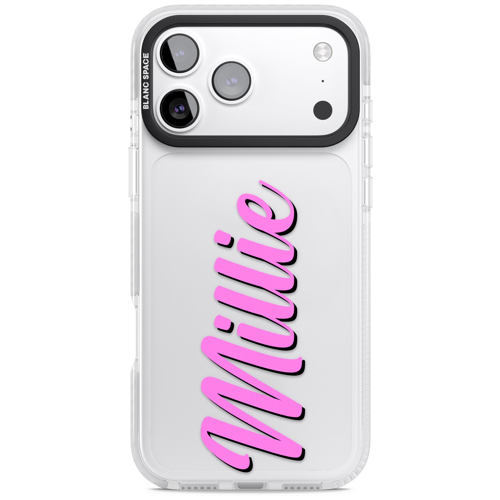 Personalised Cute Vertical Name iPhone 17 Pro Impact Clear Phone Case