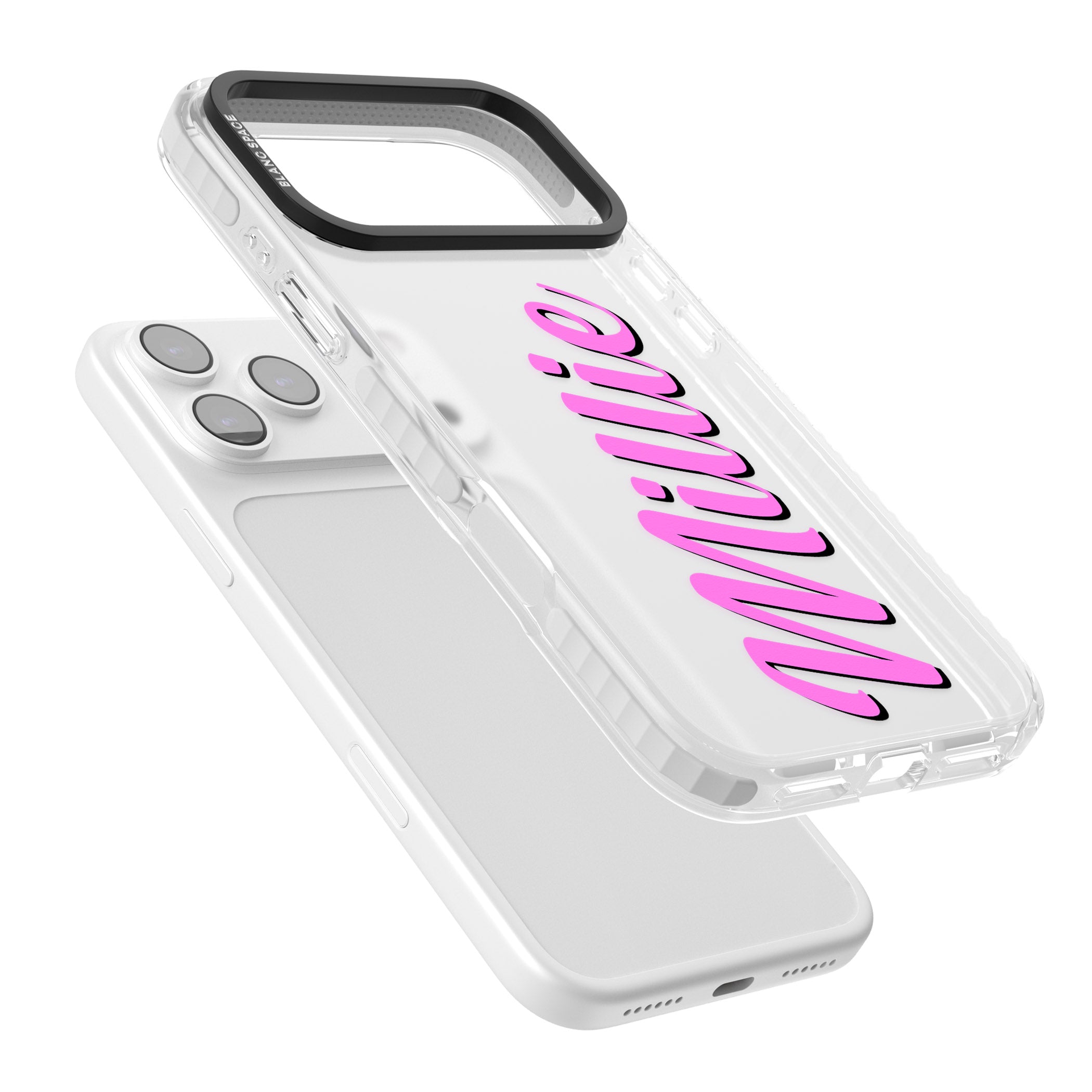 Personalised Cute Vertical Name iPhone 17 Pro Impact Clear Phone Case Colours