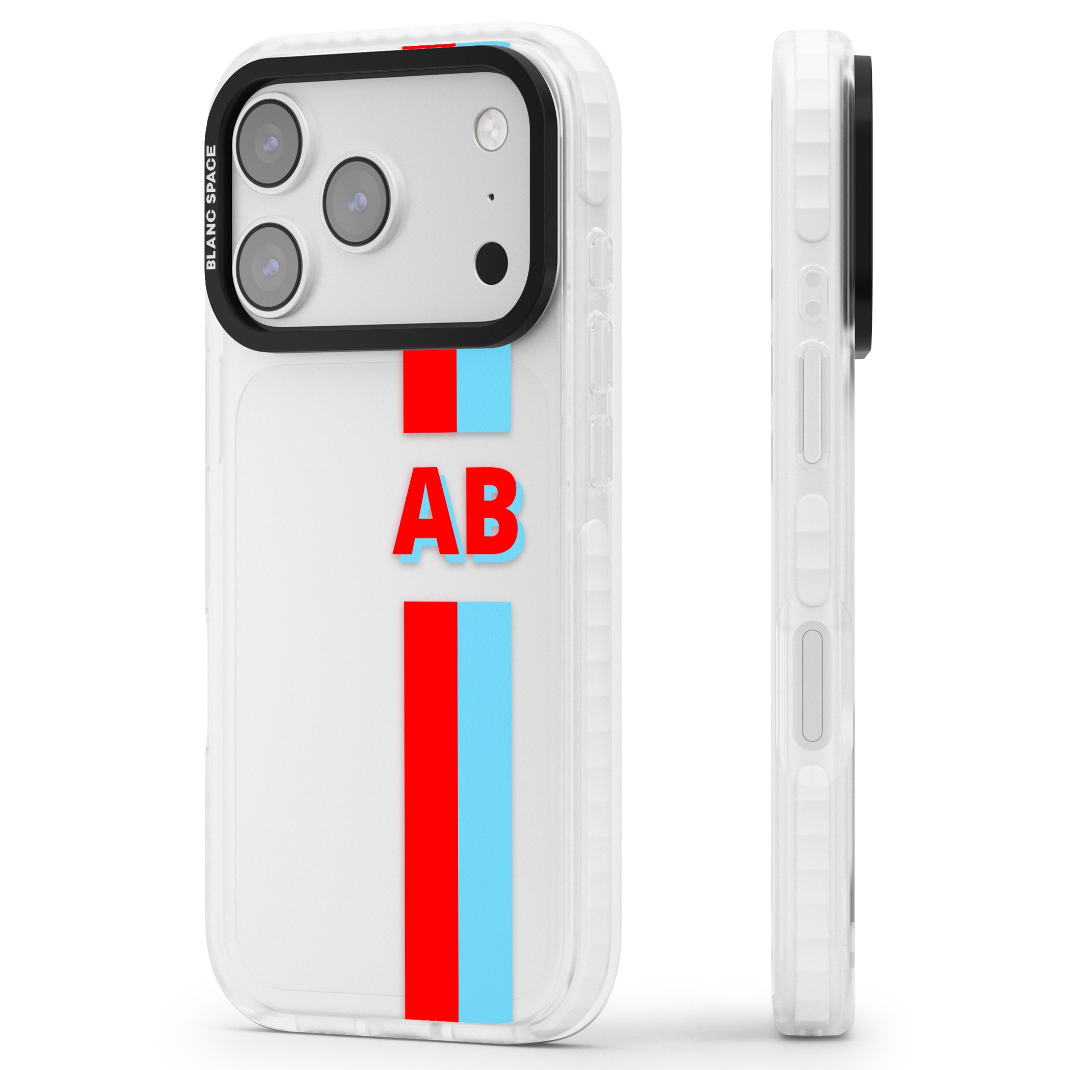 Personalised Bold Striped iPhone 17 Pro Impact Clear Phone Case Side Profile