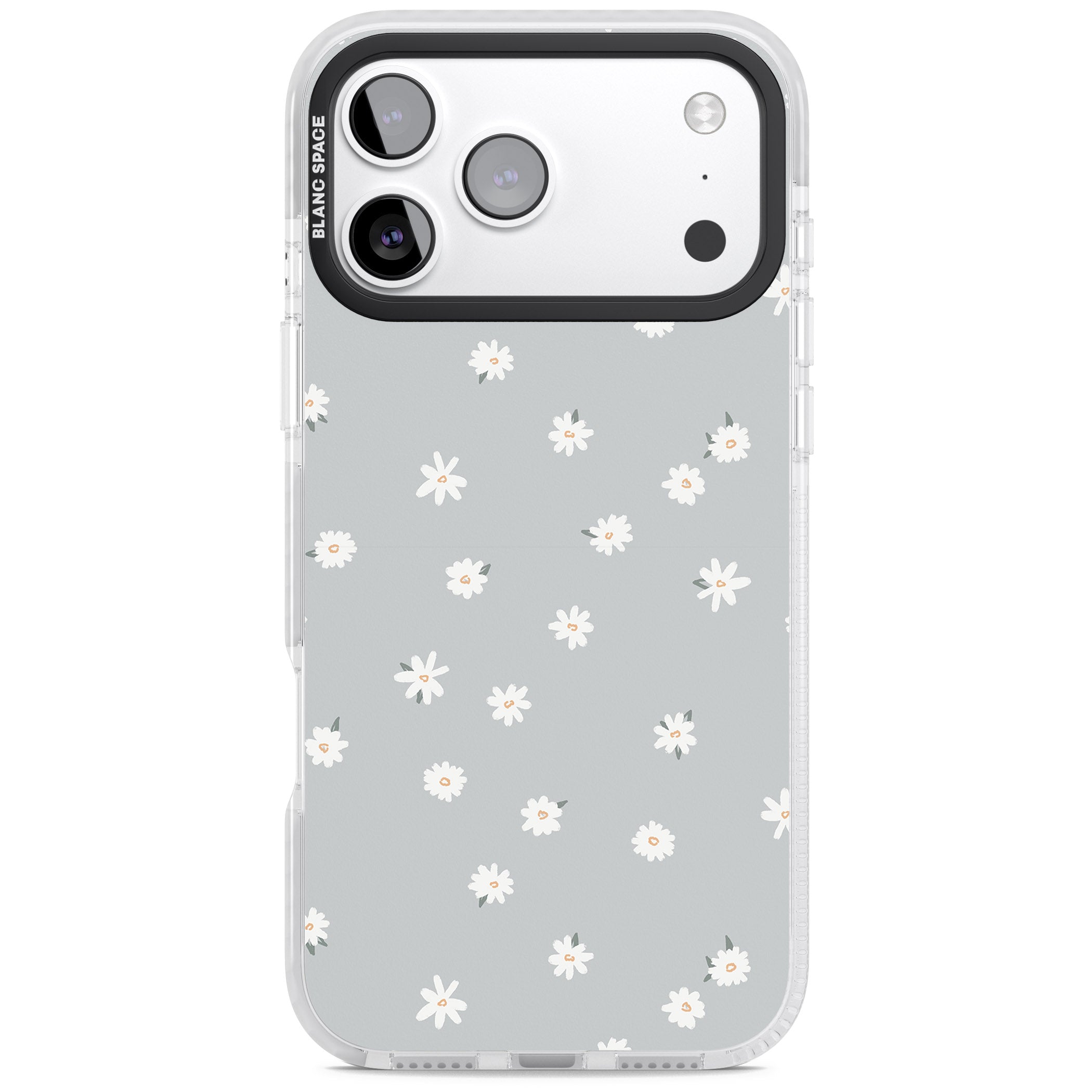 Painted Daisy Blue Grey iPhone 17 Pro Impact Clear Phone Case