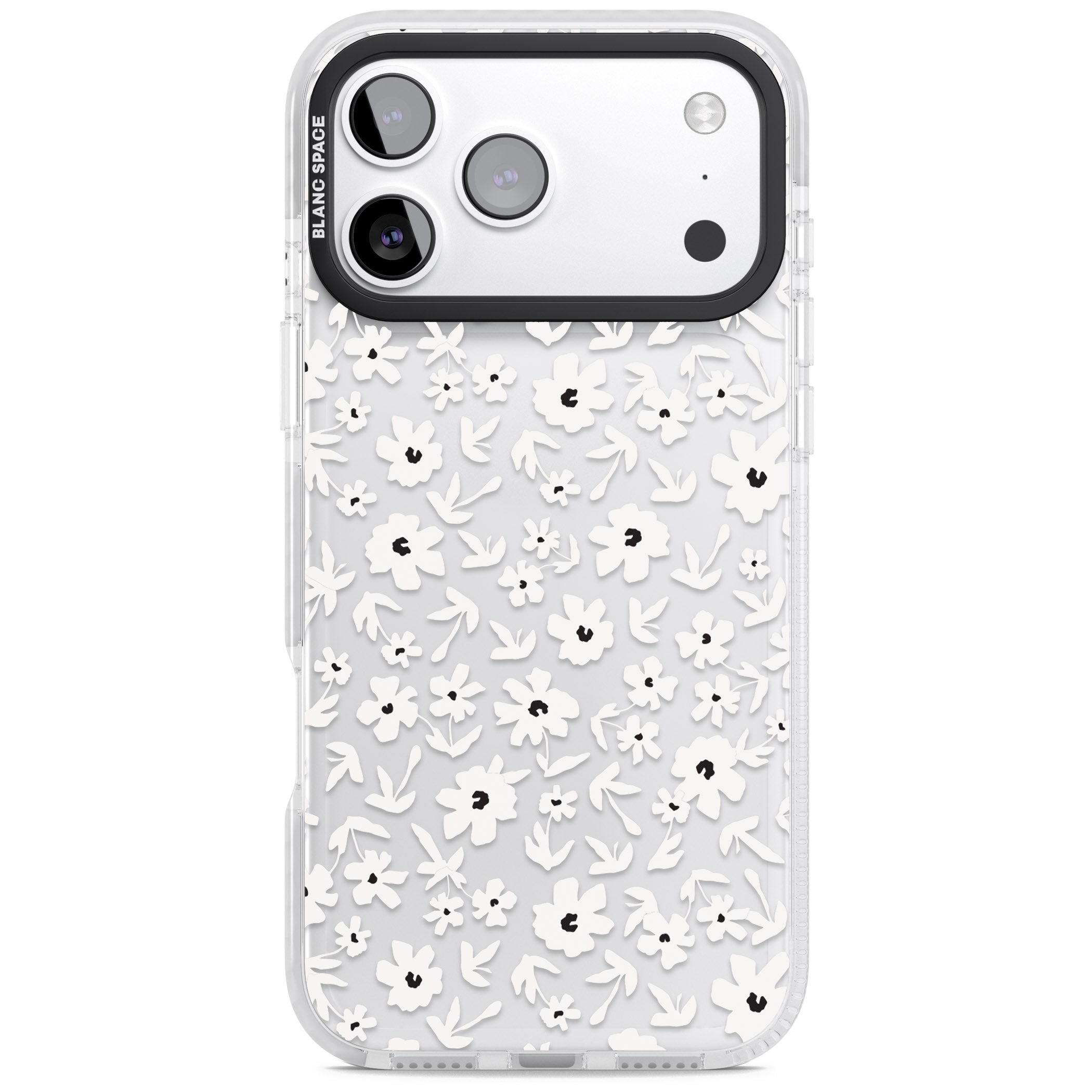 Monochrome Floral iPhone 17 Pro Impact Clear Phone Case