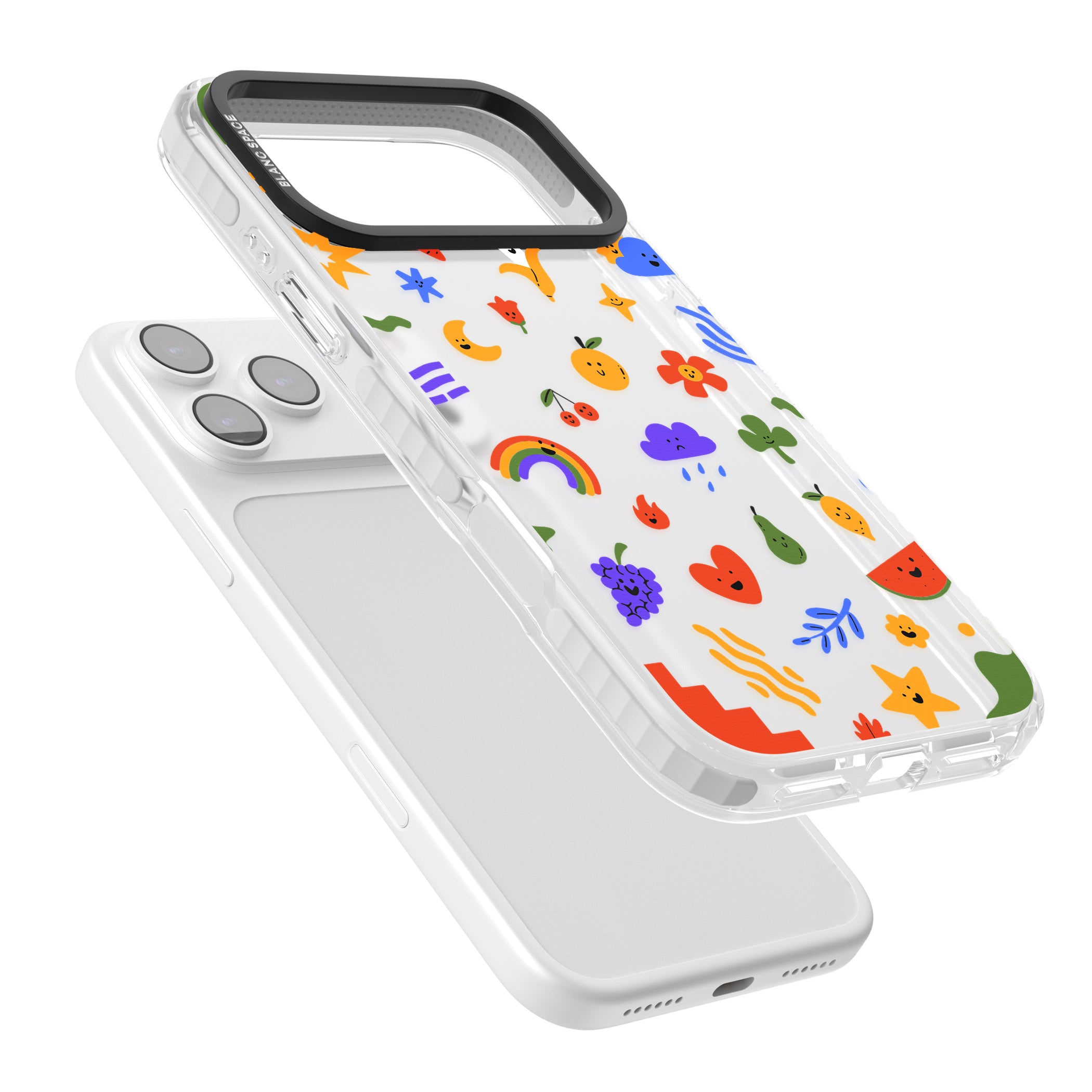 Quirky Cute Icon Pattern iPhone 17 Pro Impact Clear Phone Case Colours