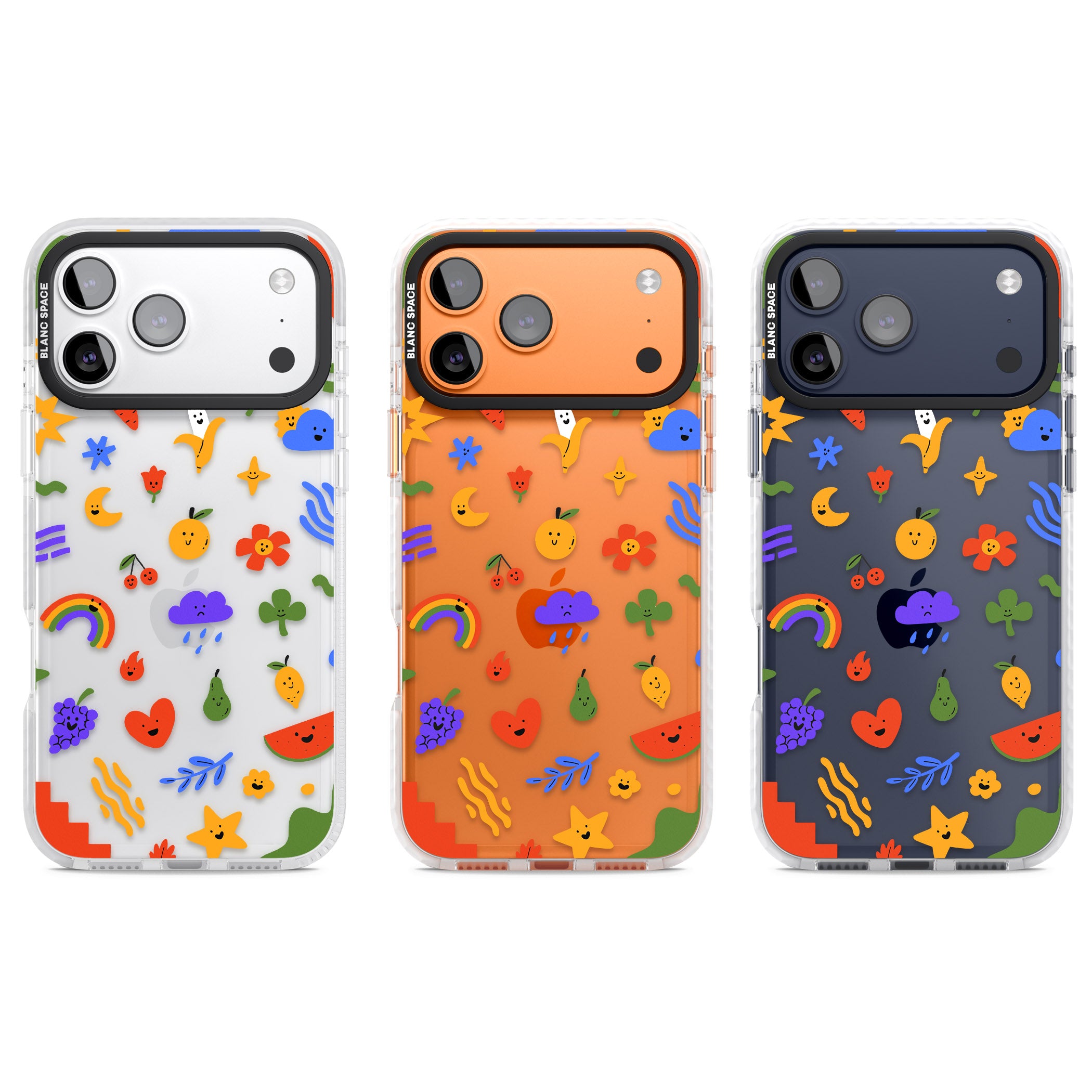 Quirky Cute Icon Pattern iPhone 17 Pro Impact Clear Phone Case APT Impact Protection