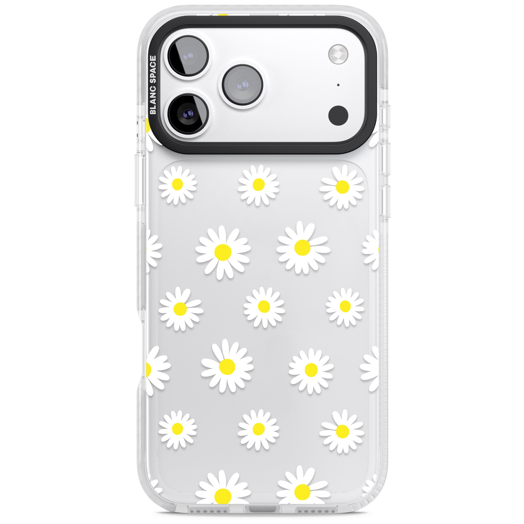 Personalised White Daisy Pattern iPhone 17 Pro Impact Clear Phone Case