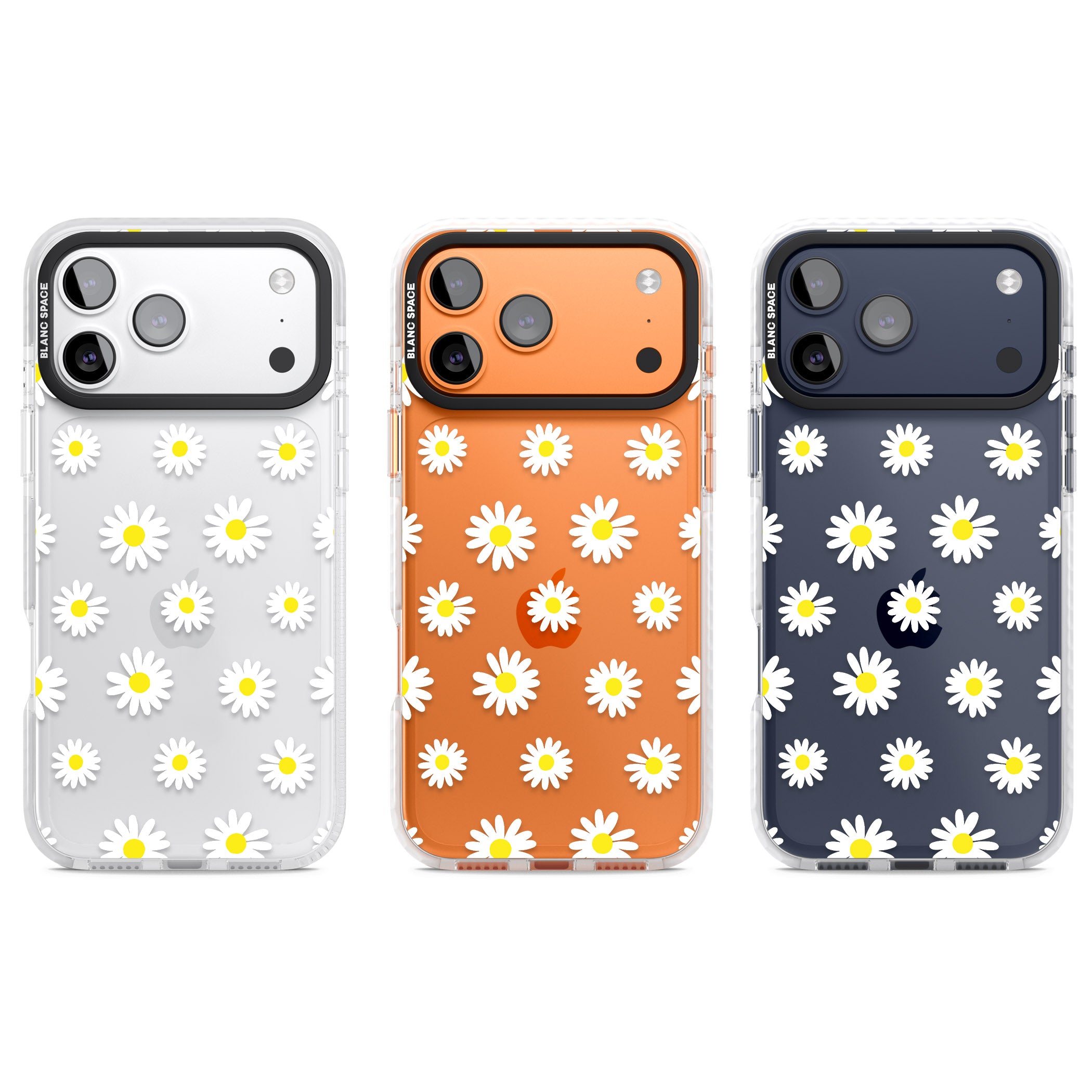 Personalised White Daisy Pattern iPhone 17 Pro Impact Clear Phone Case APT Impact Protection