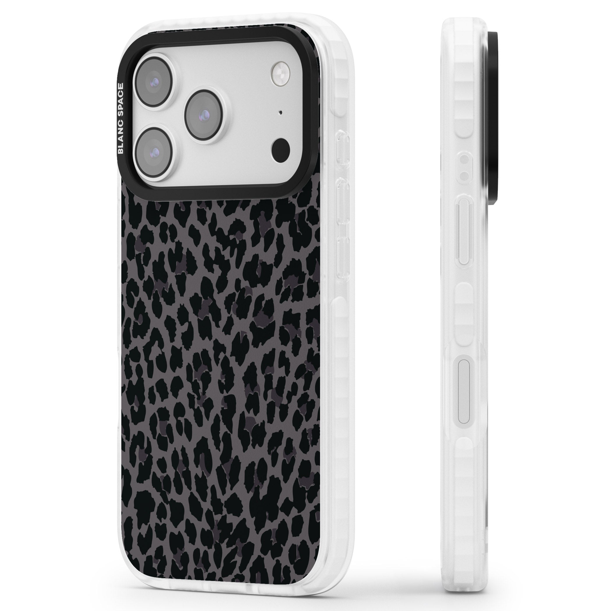 Dark Animal Print iPhone 17 Pro Impact Clear Phone Case Side Profile