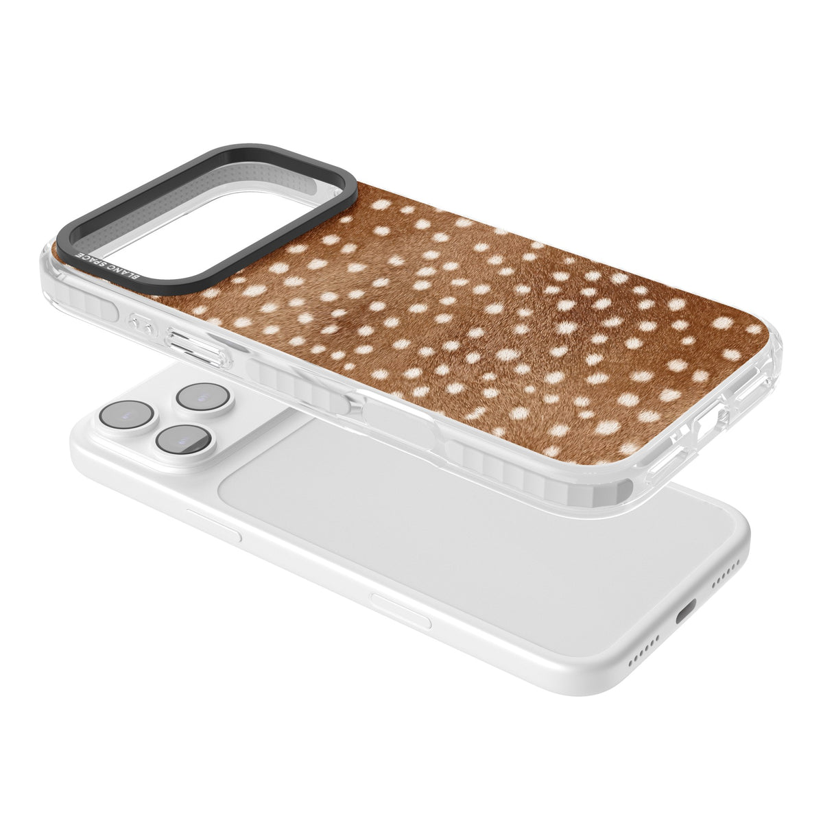 Deer Print iPhone 17 Pro Max Impact Clear Phone Case angled