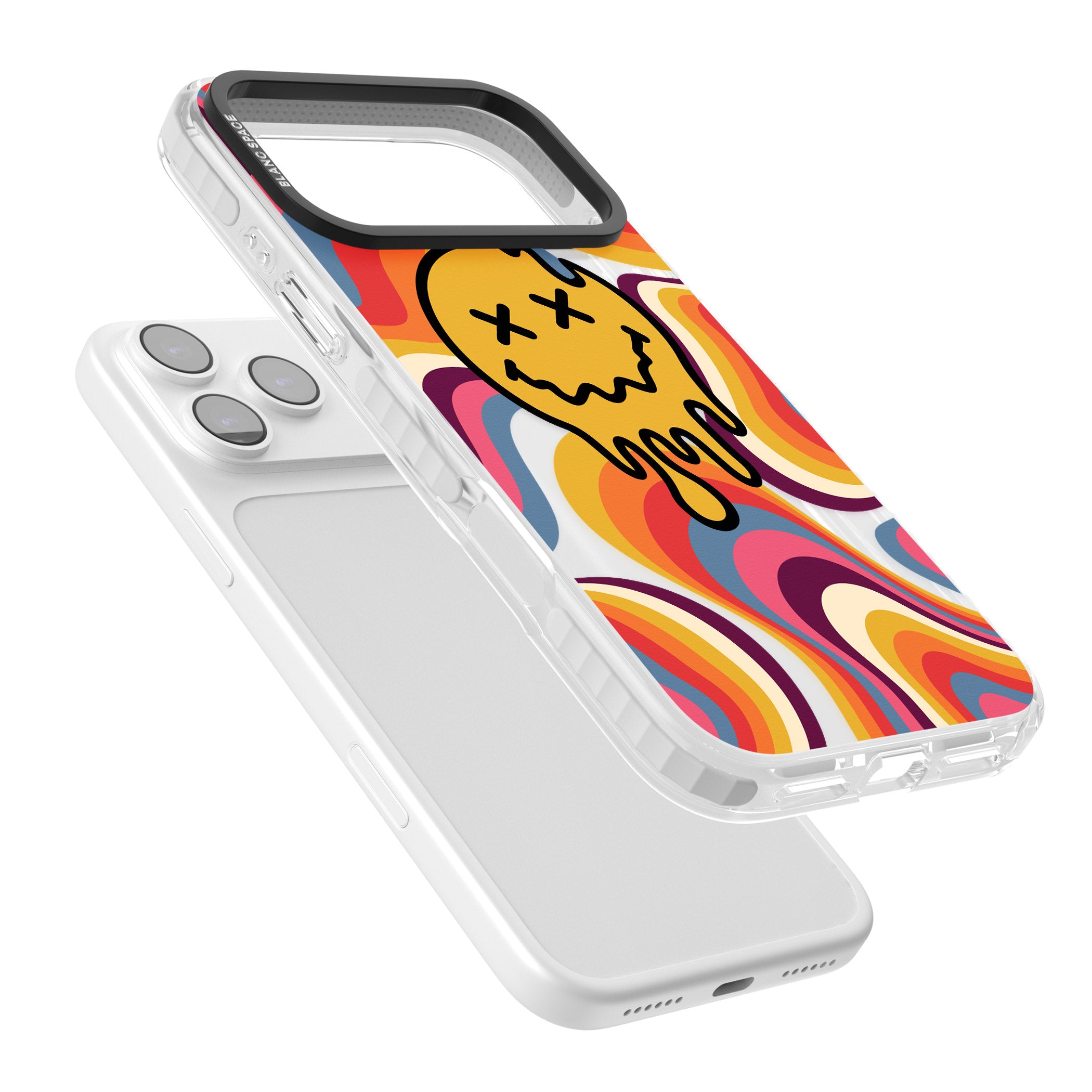Trippy Face Melt iPhone 17 Pro Impact Clear Phone Case Colours