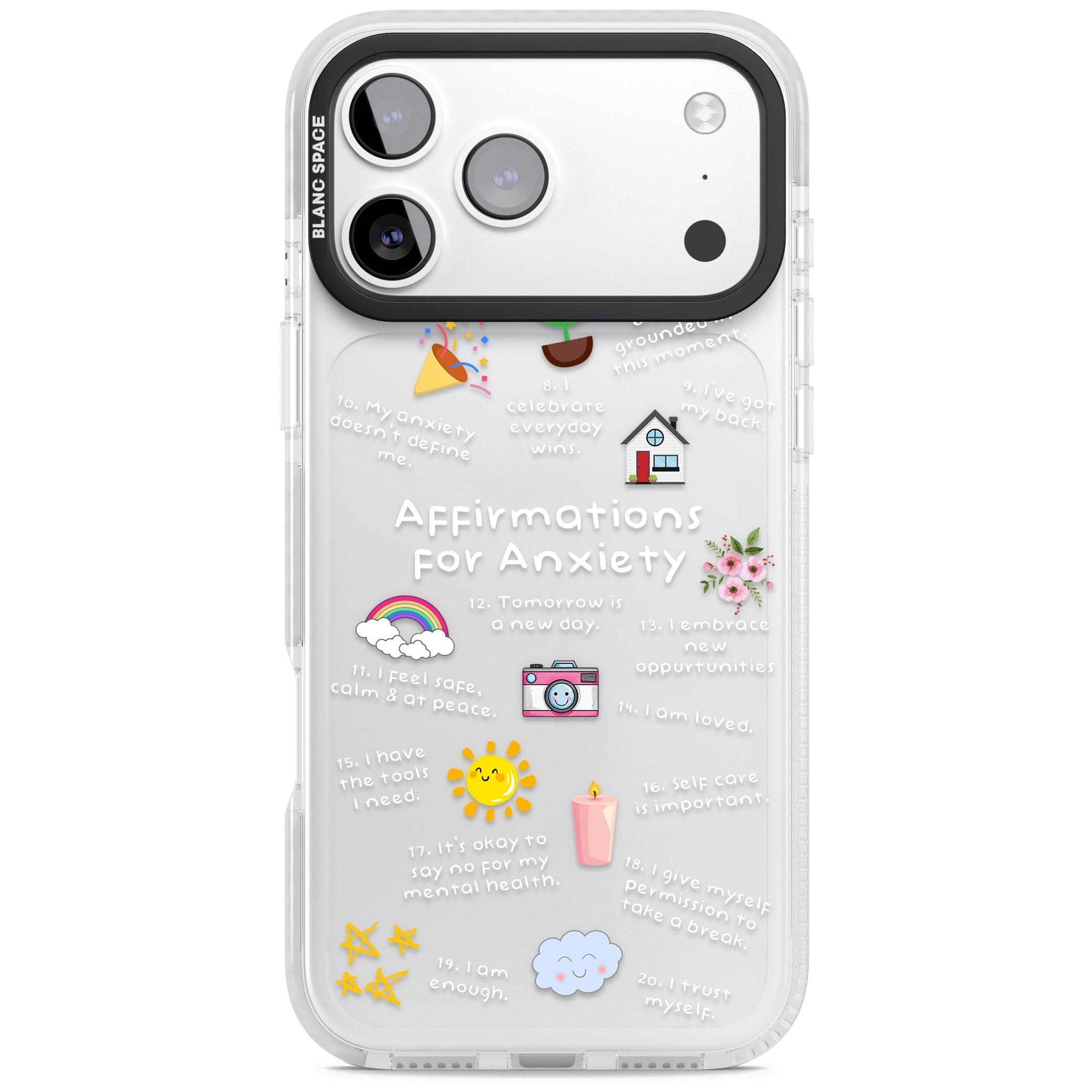 Anxiety White Text iPhone 17 Pro Impact Clear Phone Case