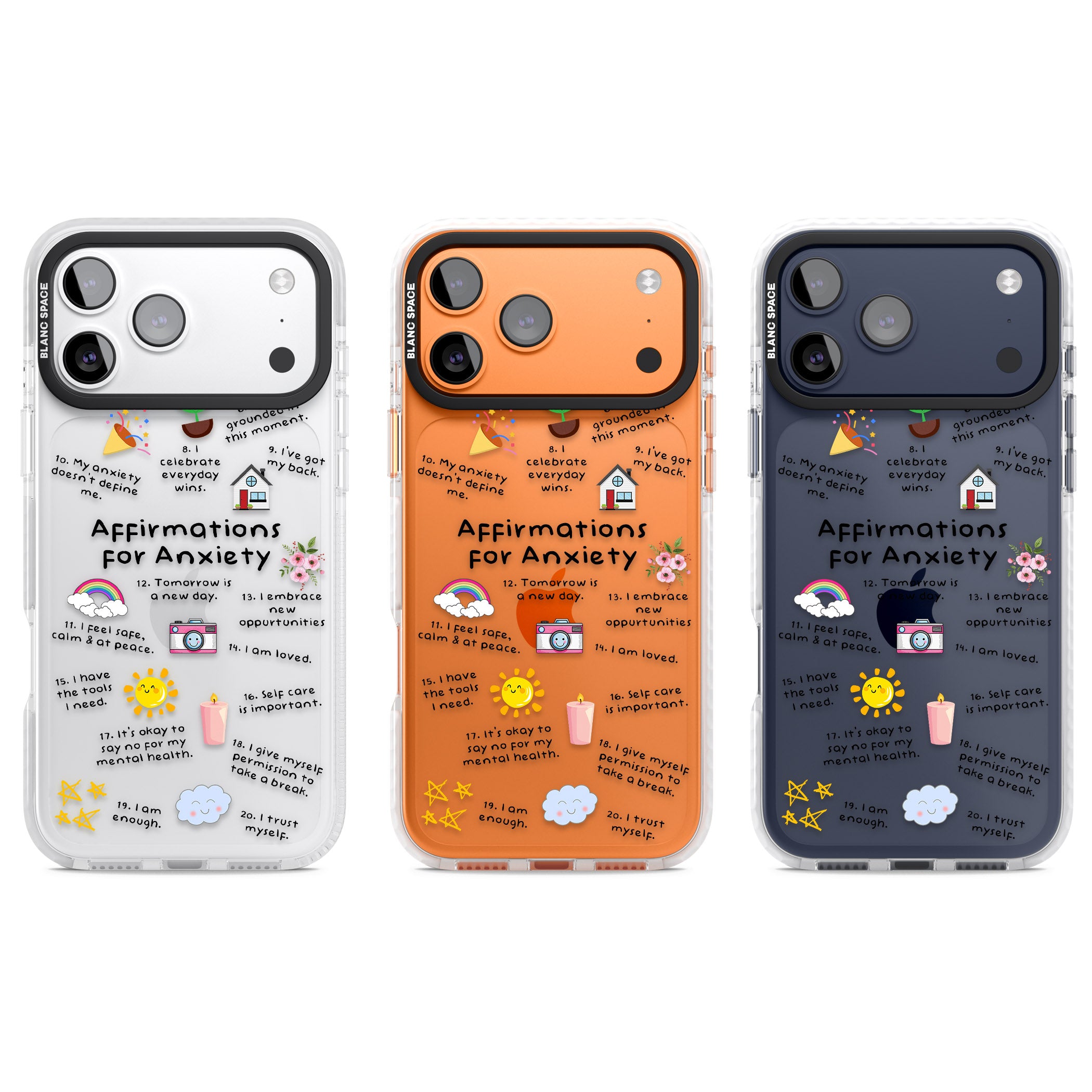Anxiety Black Text iPhone 17 Pro Impact Clear Phone Case APT Impact Protection