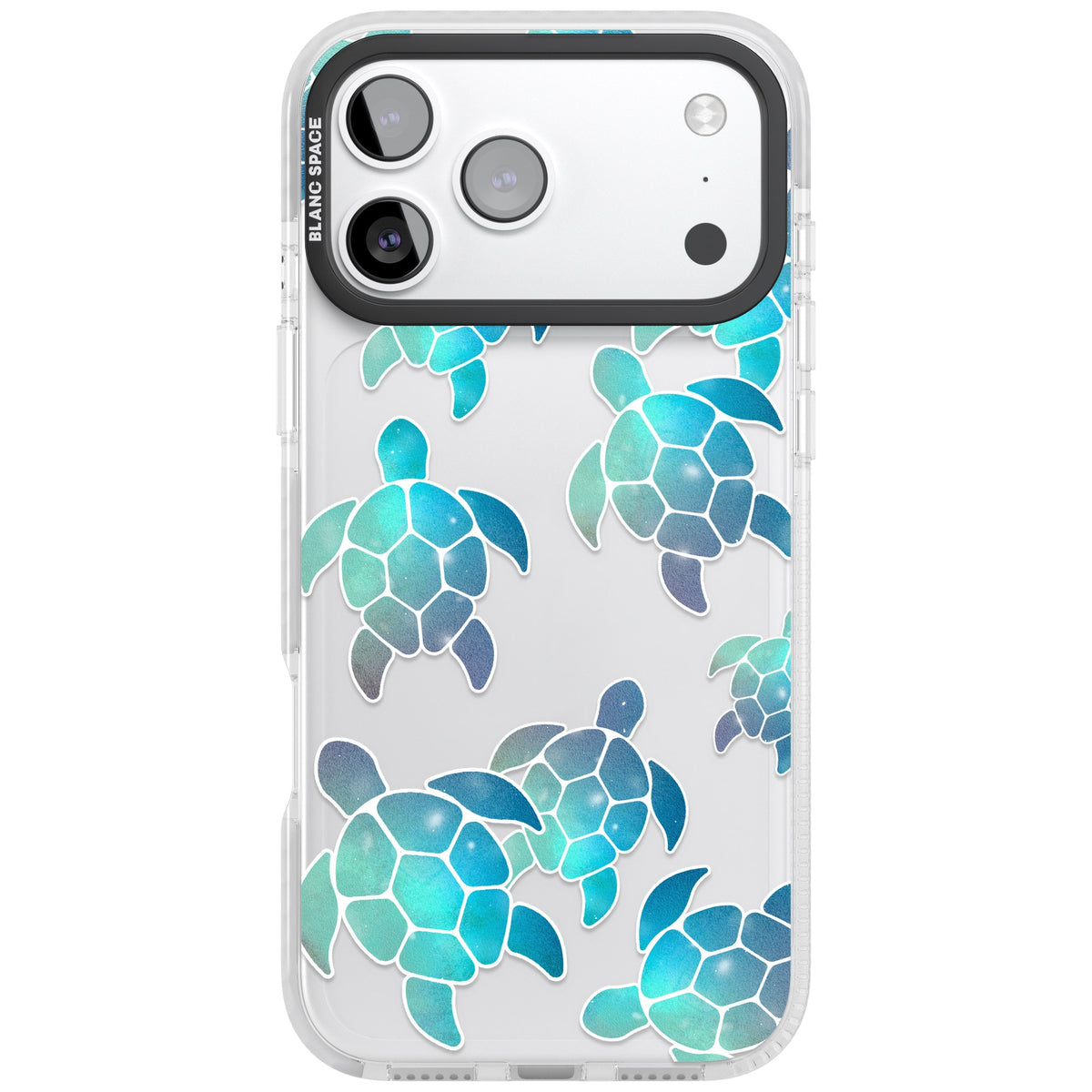 Aqua Space Turtles iPhone 17 Pro Max Impact Clear Phone Case front