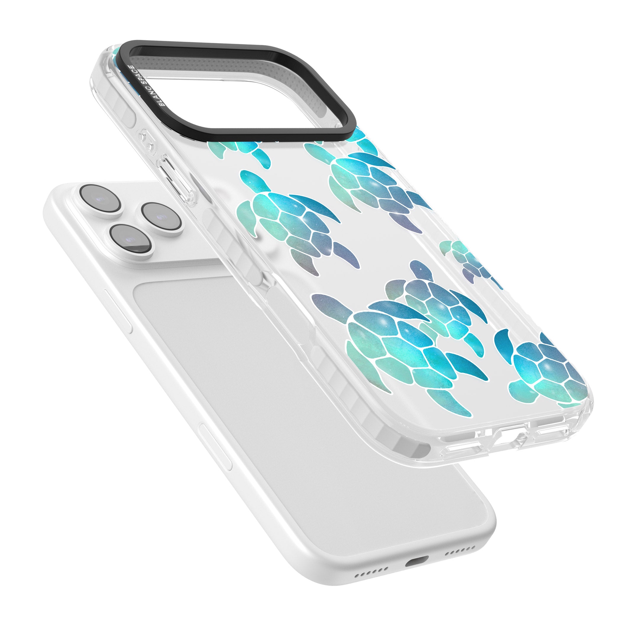 Aqua Space Turtles iPhone 17 Pro Impact Clear Phone Case Colours