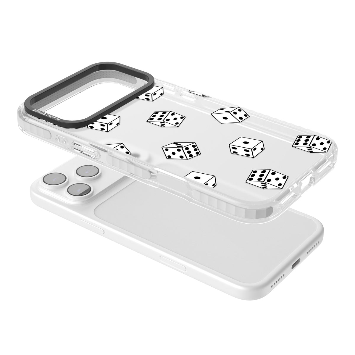 Clear Dice Pattern iPhone 17 Pro Max Impact Clear Phone Case angled