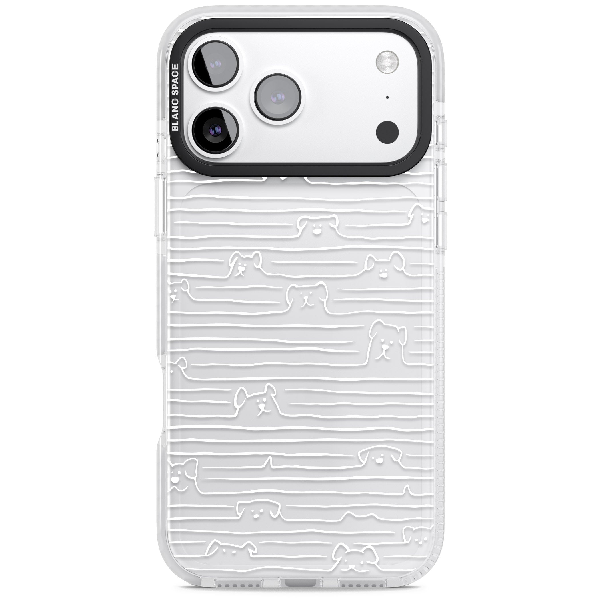 Dog Line Art White iPhone 17 Pro Impact Clear Phone Case