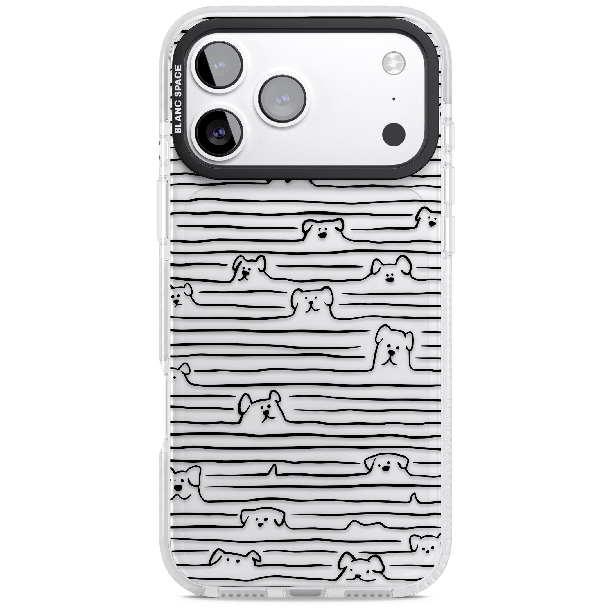 Dog Line Art Black iPhone 17 Pro Impact Clear Phone Case