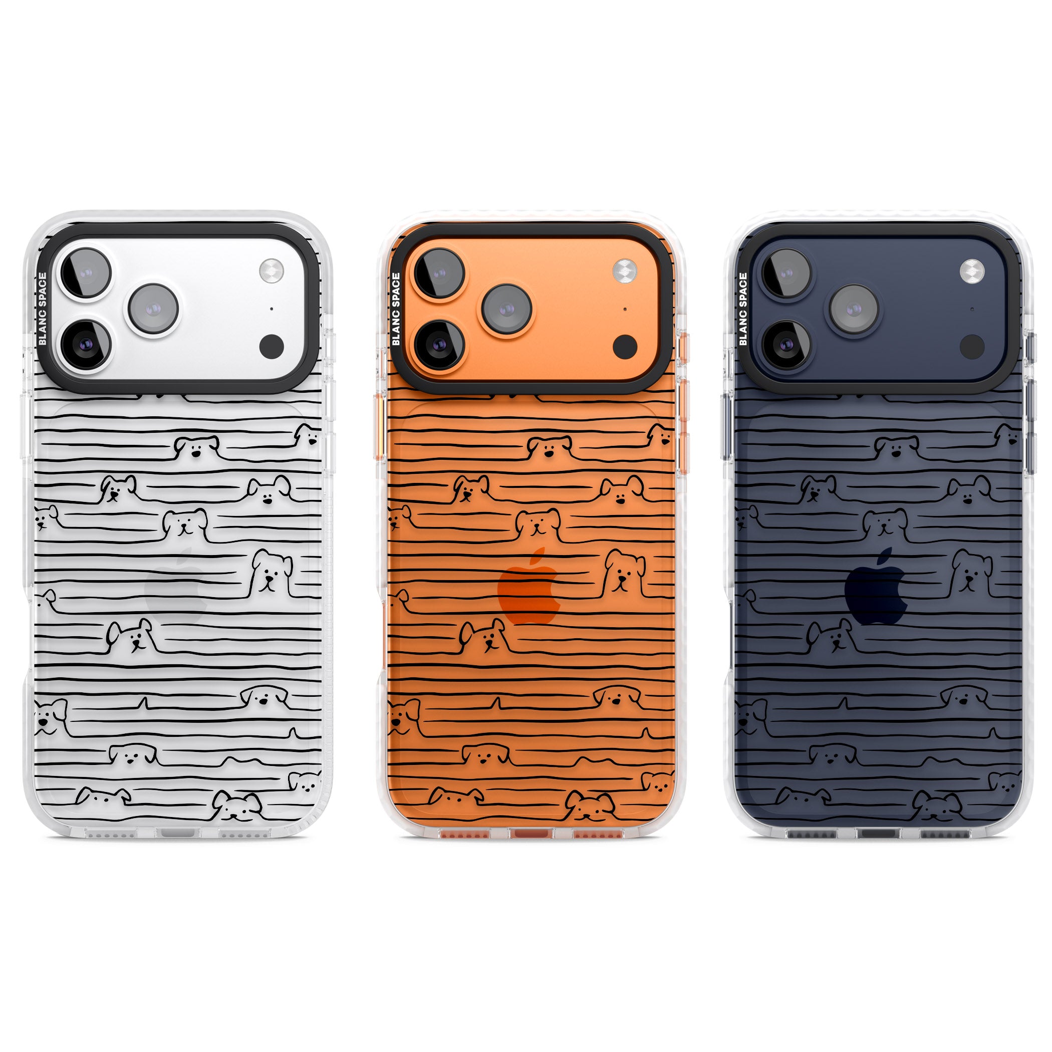 Dog Line Art Black iPhone 17 Pro Impact Clear Phone Case APT Impact Protection