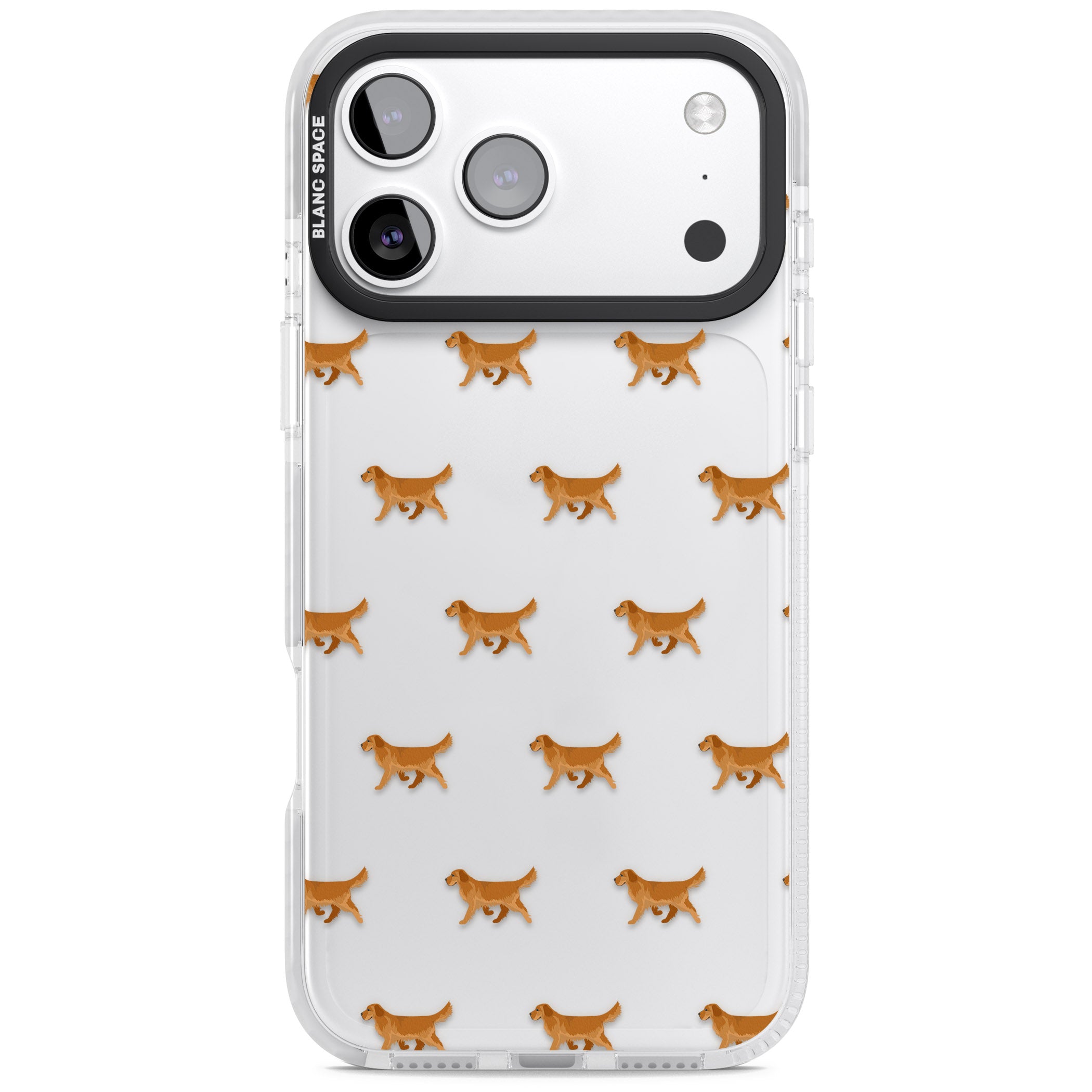 Golden Retriever Dog Pattern Clear iPhone 17 Pro Impact Clear Phone Case