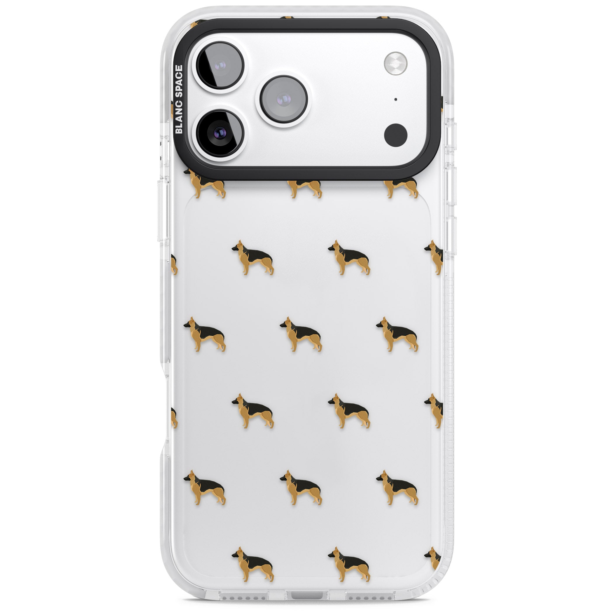 German Shepherd Pattern Clear iPhone 17 Pro Impact Clear Phone Case