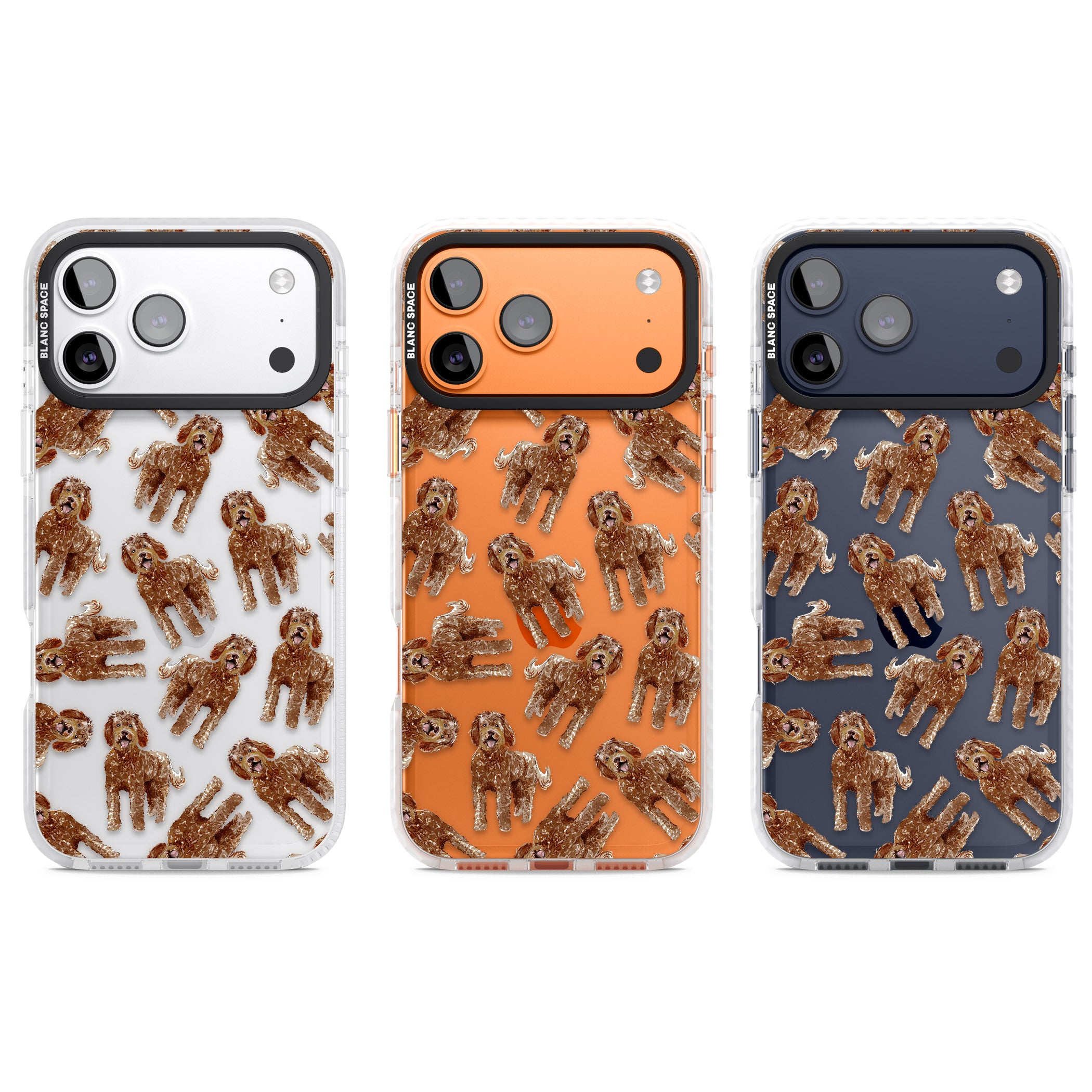 Labradoodle Brown Pattern iPhone 17 Pro Impact Clear Phone Case APT Impact Protection
