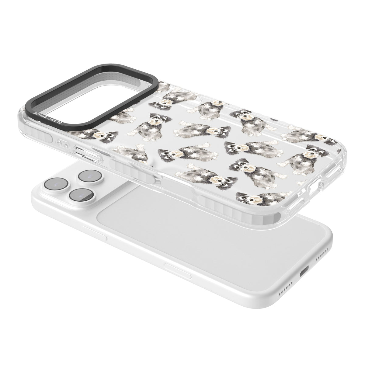 Miniature Schnauzer Watercolor iPhone 17 Pro Max Impact Clear Phone Case angled