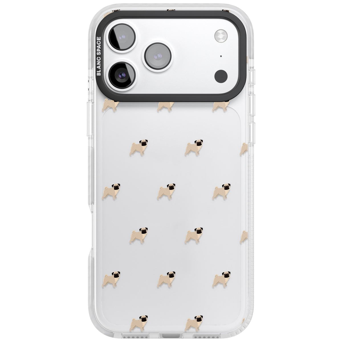 Pug Pattern iPhone 17 Pro Max Impact Clear Phone Case front