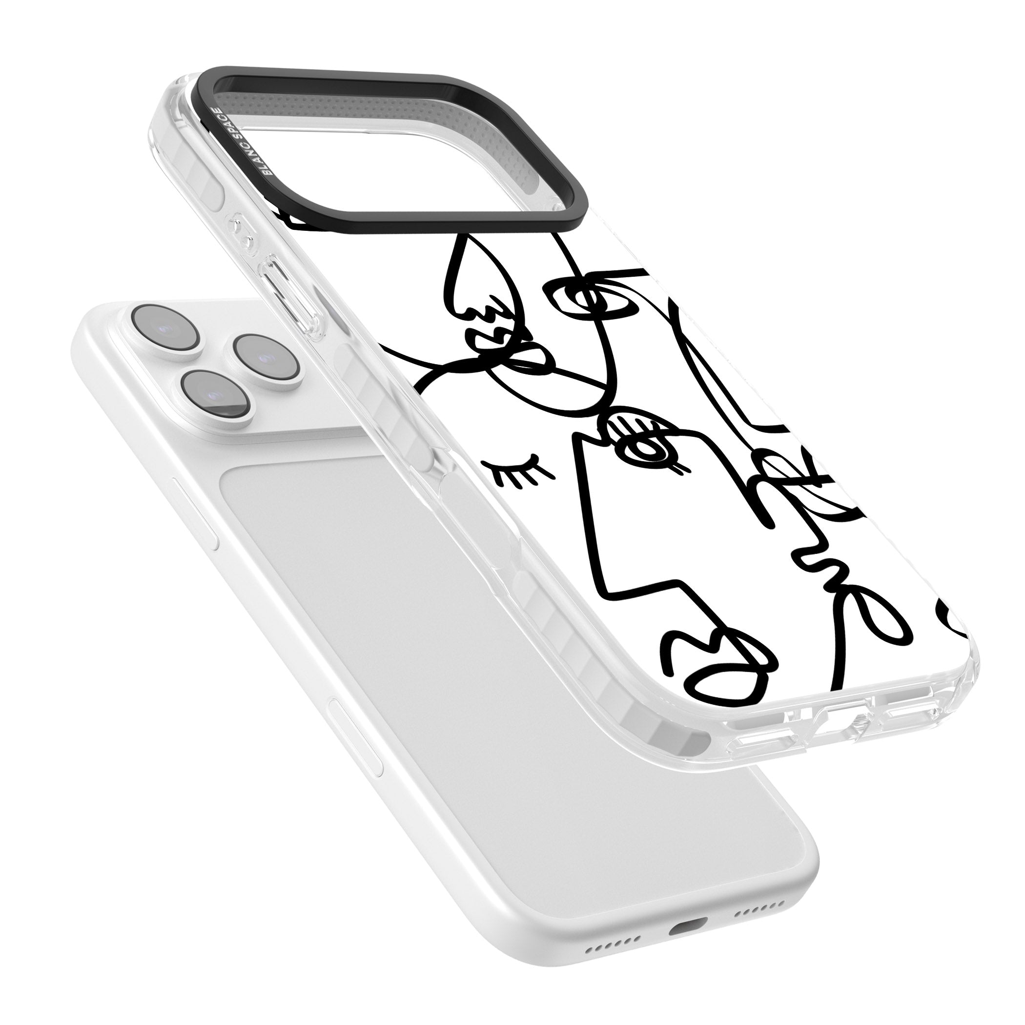 Abstract Line Art Black White iPhone 17 Pro Impact Clear Phone Case Colours