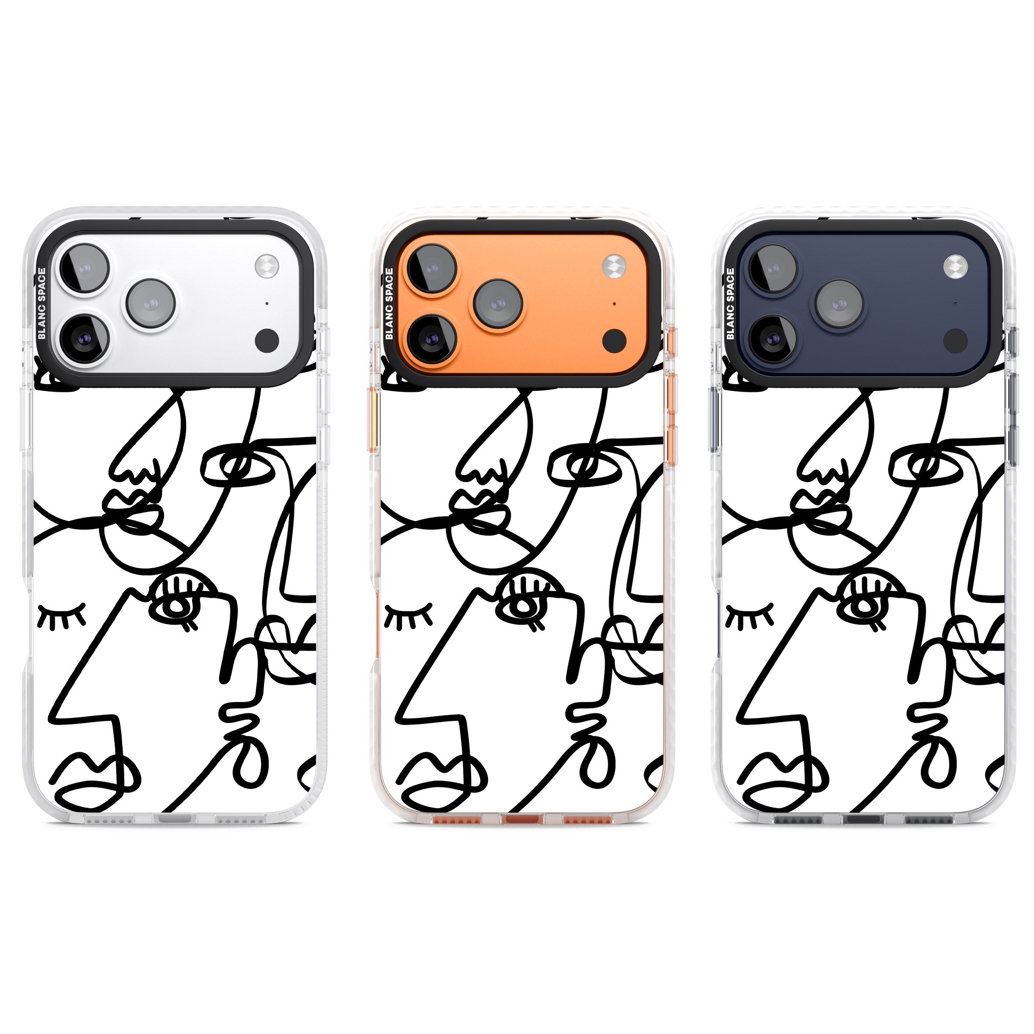 Abstract Line Art Black White iPhone 17 Pro Impact Clear Phone Case APT Impact Protection